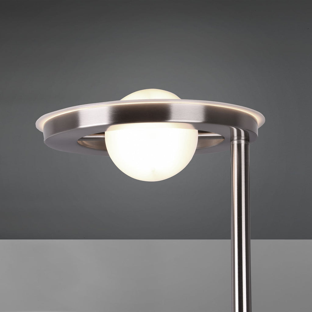 Oversikt av LED gulvlampe Barrie med leselys dimbar matt nikkel