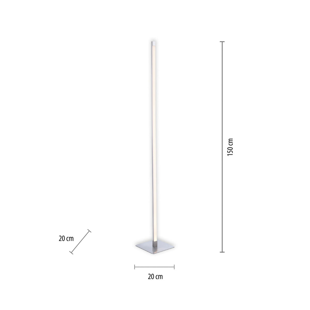 LED gulvlampe Bella dimbar med berøringsdimmer stål 150 cm lys i mørkt rom