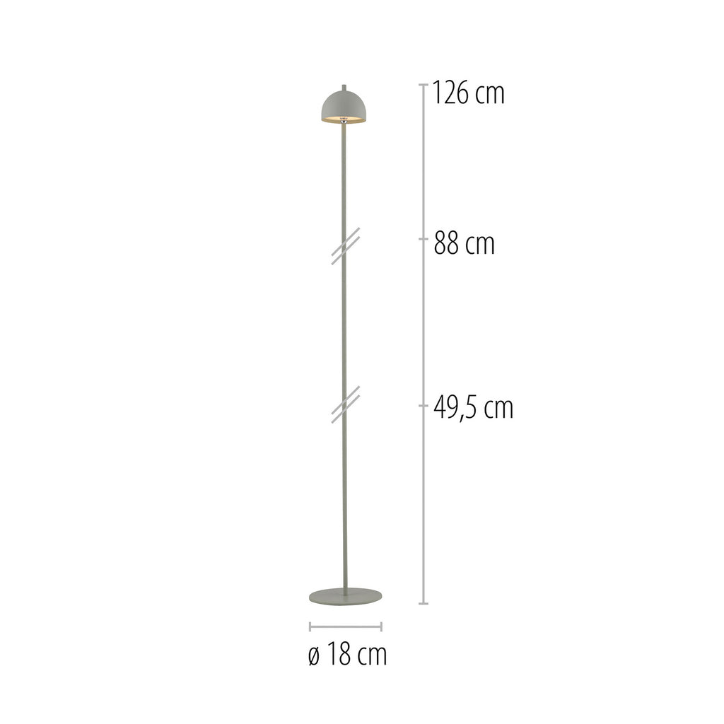 LED gulvlampe Bellies oppladbar dimbar IP54 H126 cm detalj av lampehode