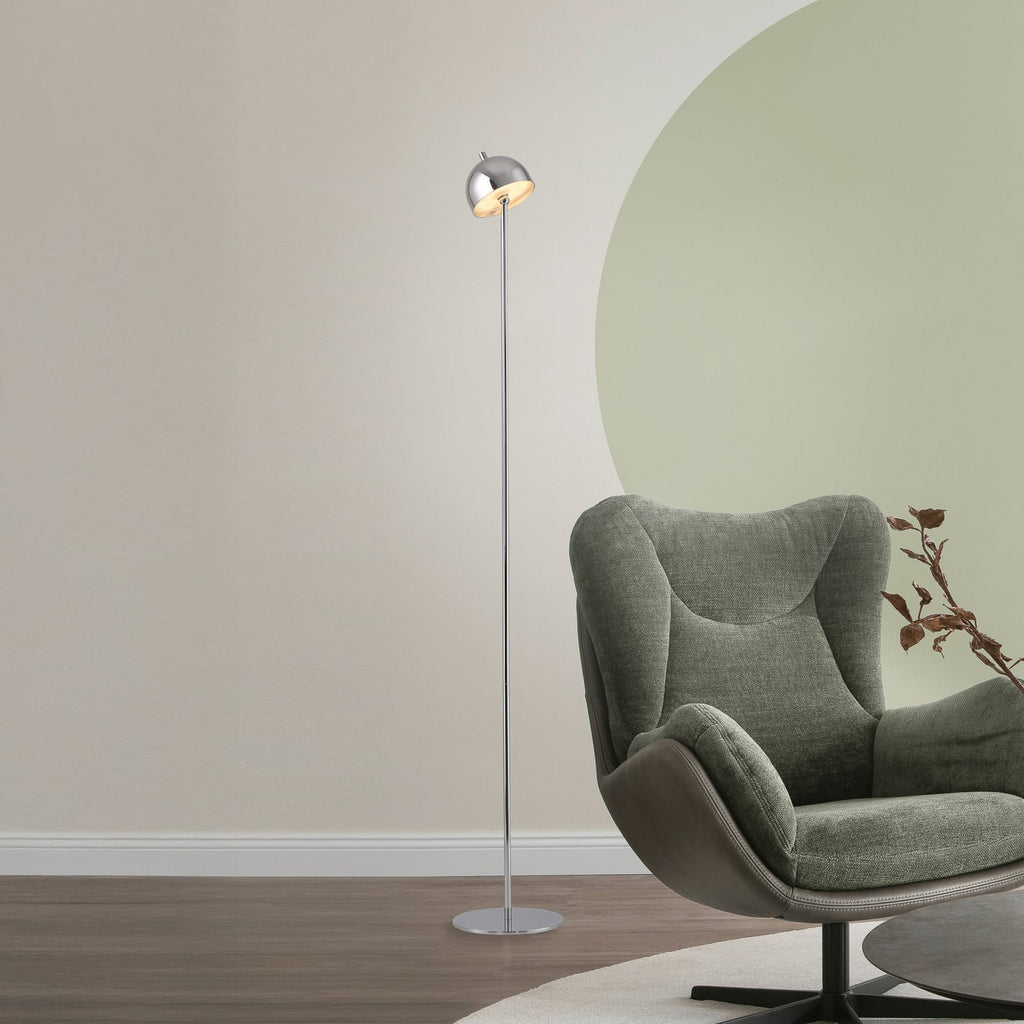 LED gulvlampe Bellies oppladbar dimbar krom IP54 forfra