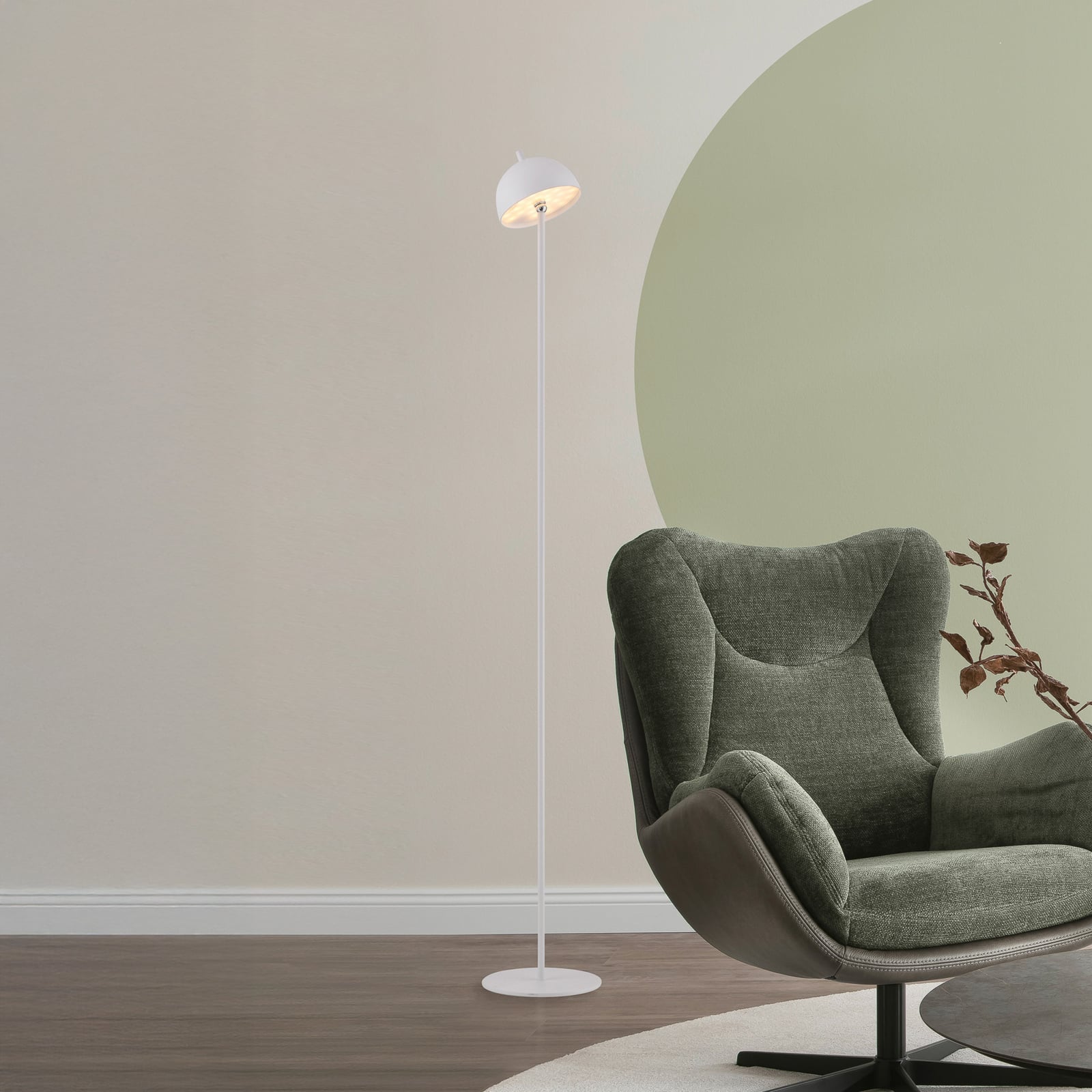 LED gulvlampe Bellies oppladbar dimbar hvit IP54 forfra