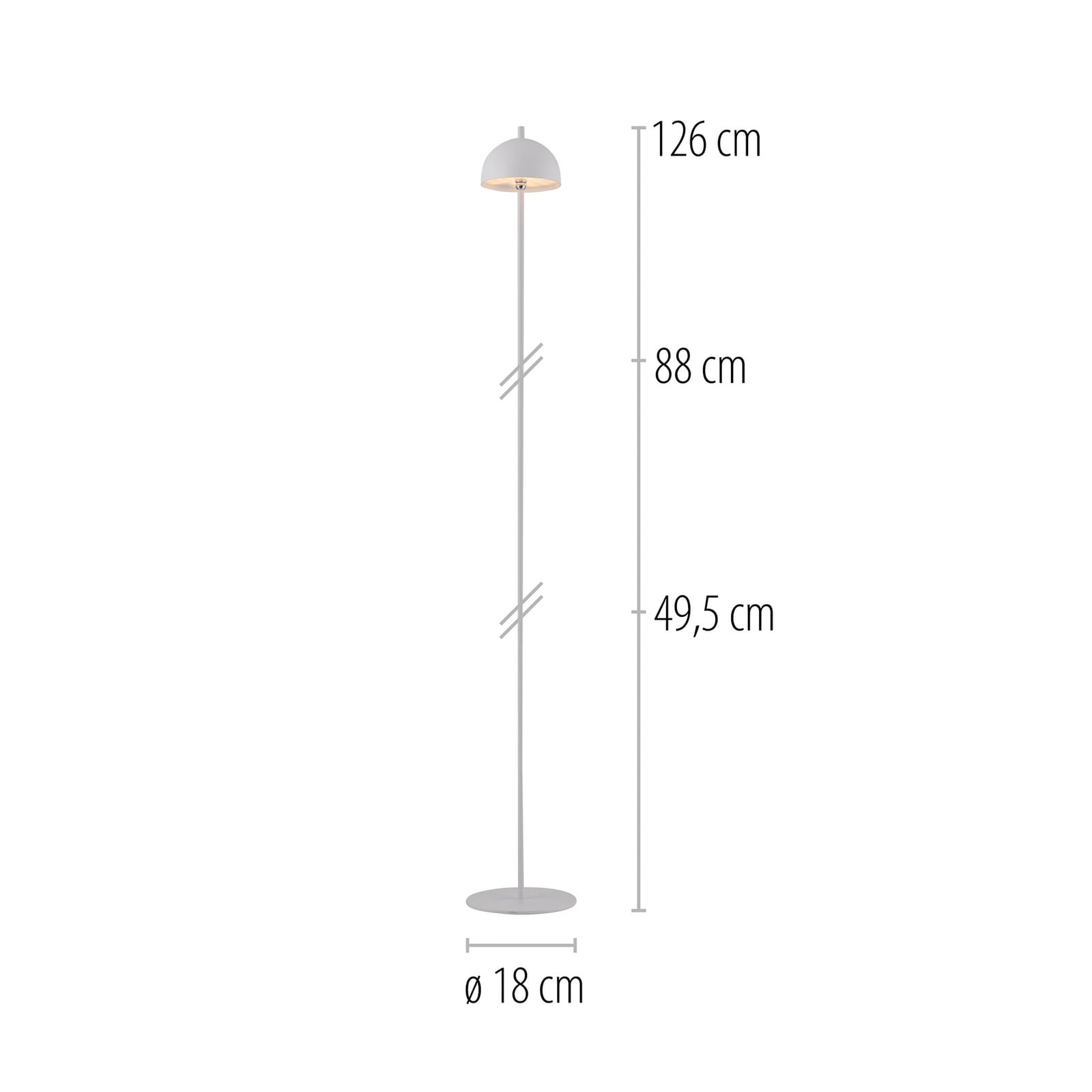 Detalj av LED gulvlampe Bellies oppladbar dimbar hvit IP54