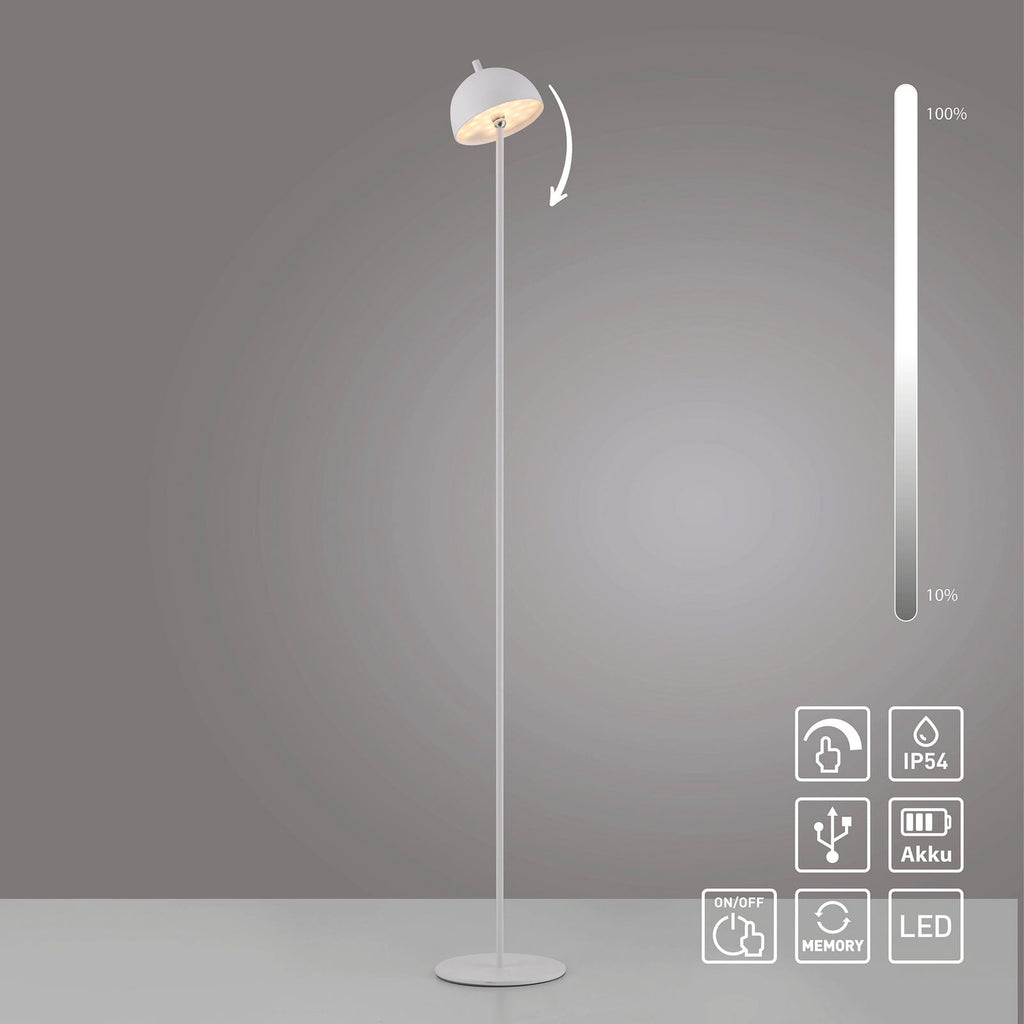 LED gulvlampe Bellies oppladbar dimbar hvit IP54 med silikonring