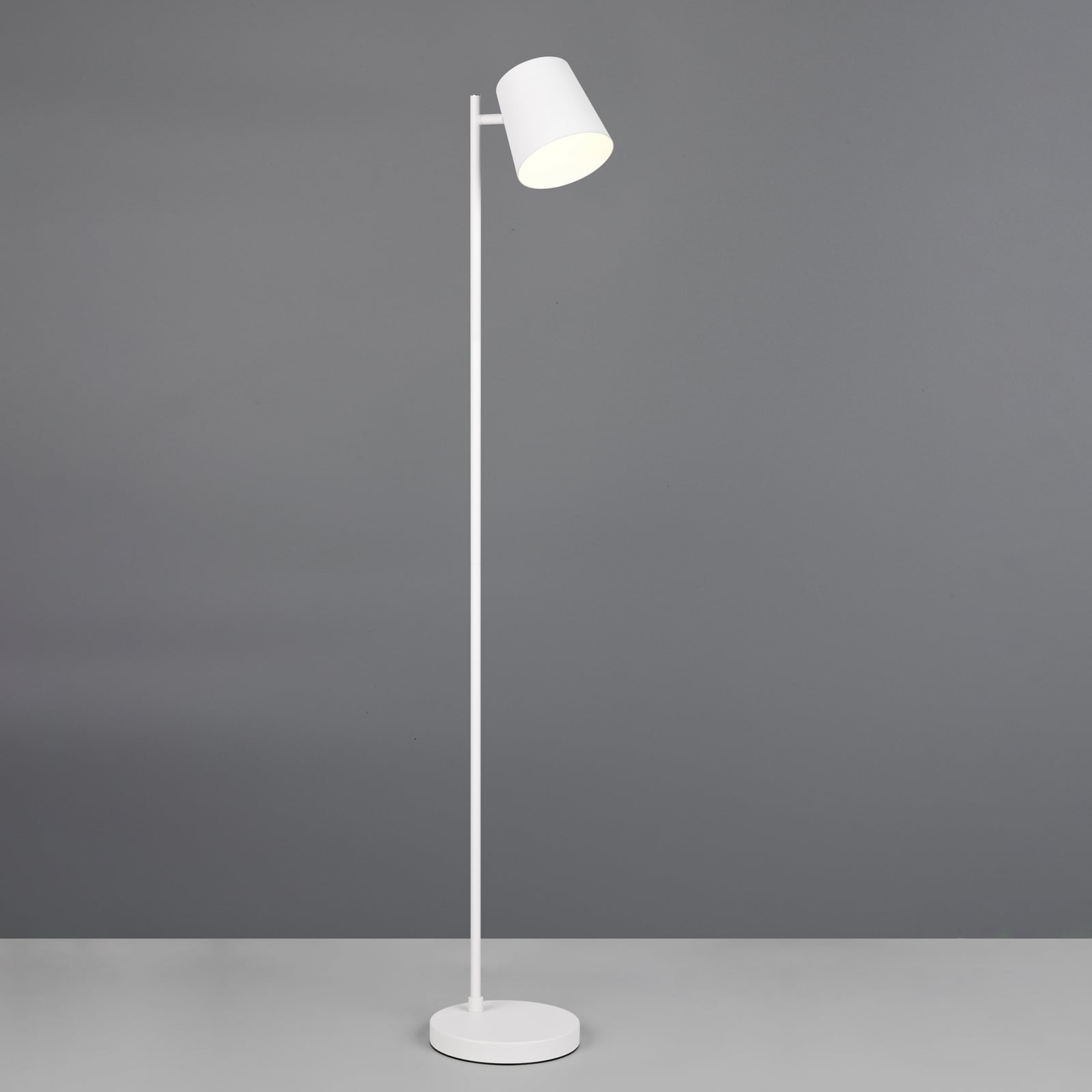 LED gulvlampe Blake oppladbar dimbar hvit matt forfra
