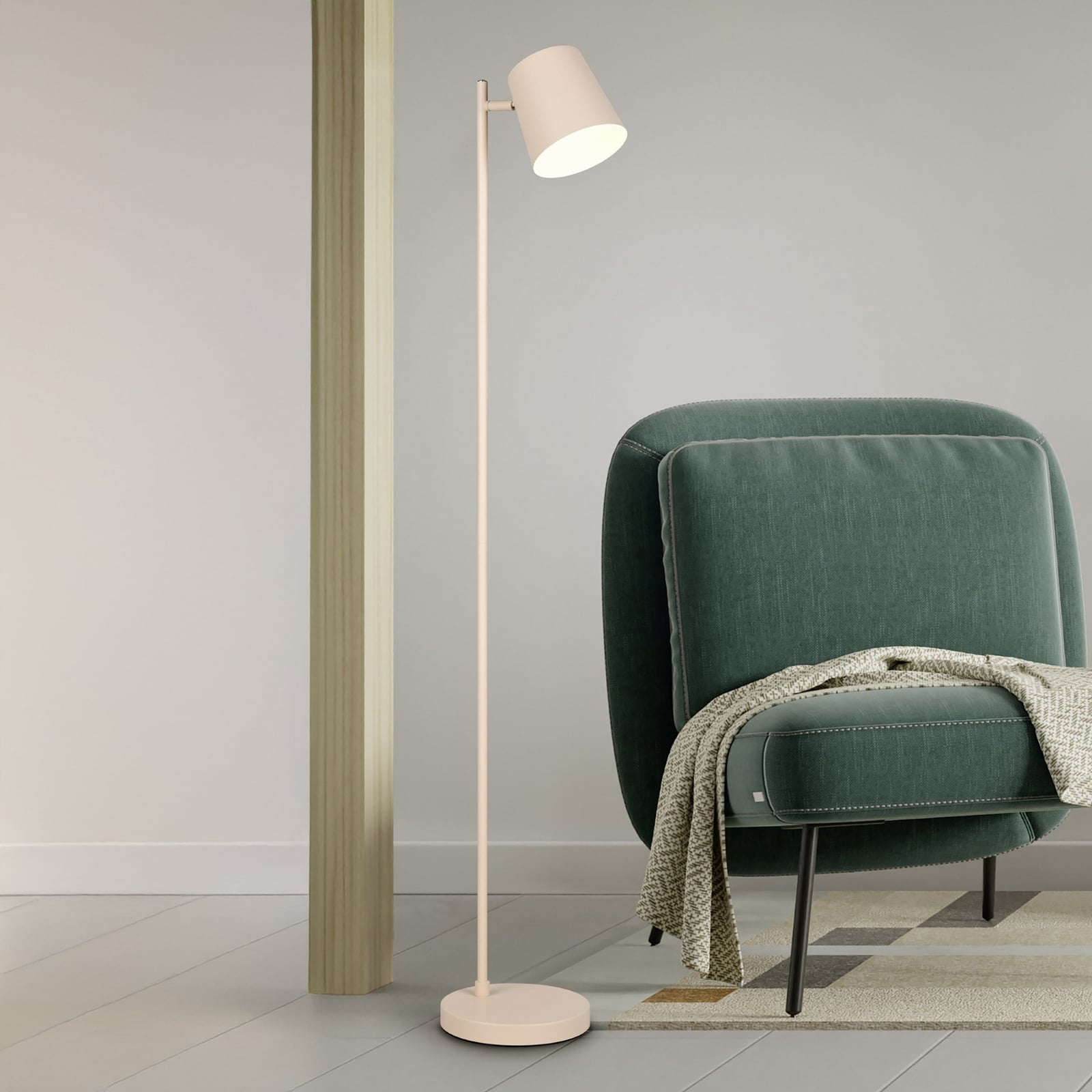 LED gulvlampe Blake oppladbar dimbar sand 125 cm forfra