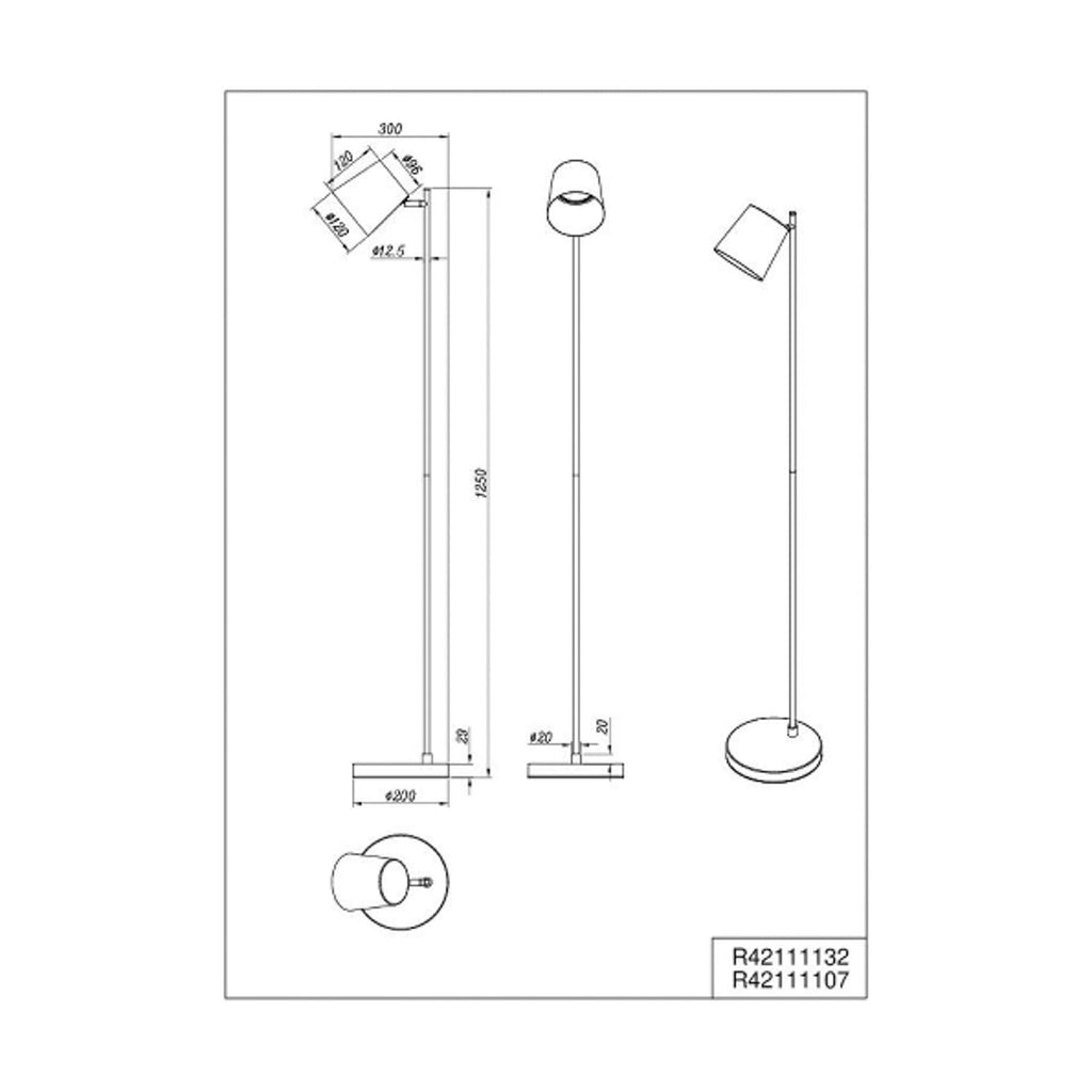 LED gulvlampe Blake oppladbar dimbar sand 125 cm detalj dimmer