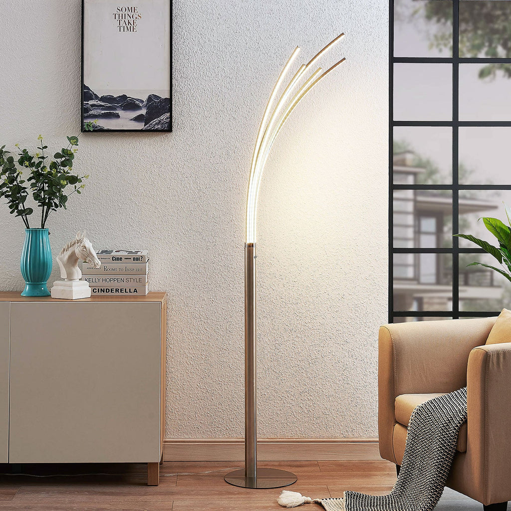 LED gulvlampe Boba 5-armet aluminium matt nikkel bakside
