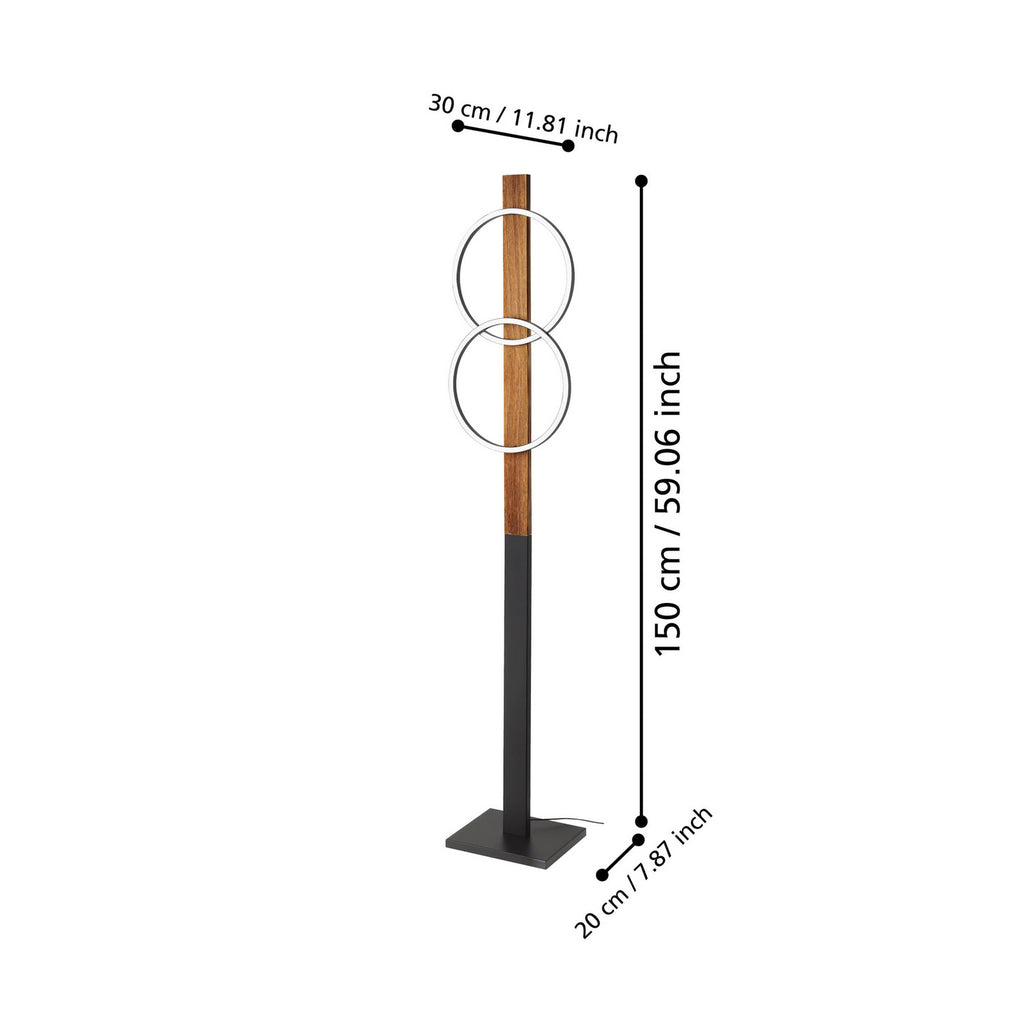 LED gulvlampe Boyal tre/stål brun 2-lys 150 cm 3000K detalj av tre og stål