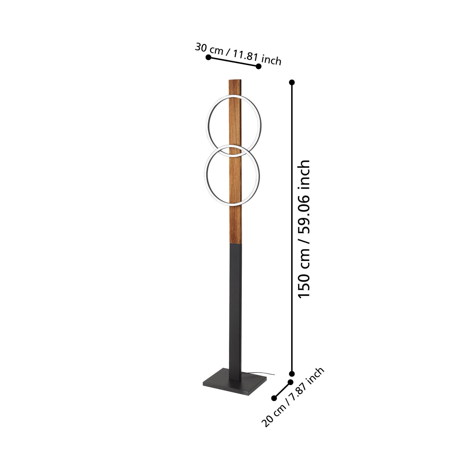 LED gulvlampe Boyal tre/stål brun 2-lys 150 cm 3000K detalj av tre og stål