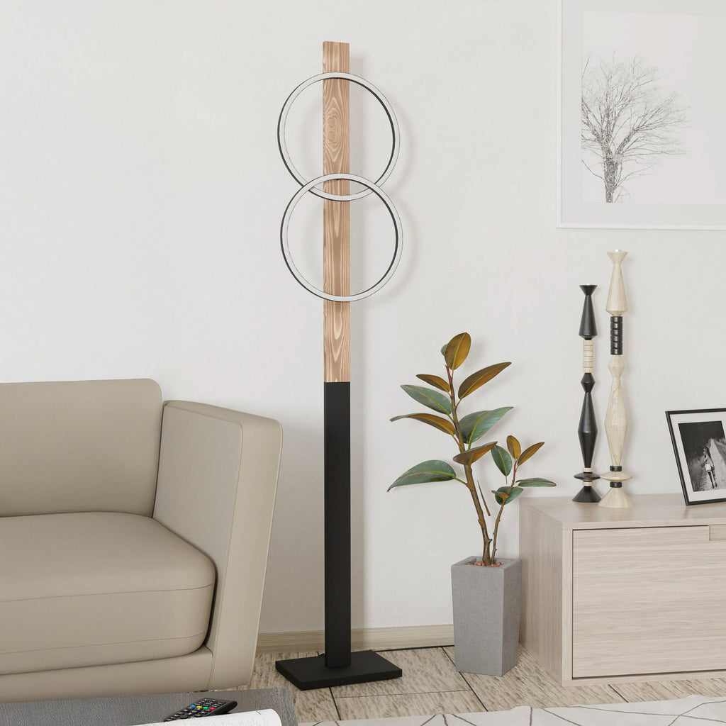 LED gulvlampe Boyal tre/stål brun 2-lys 150 cm 3000K montert i stue