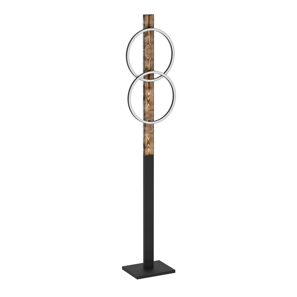 LED gulvlampe Boyal tre/stål brun 2-lys 150 cm 3000K nærbilde av lyskilder