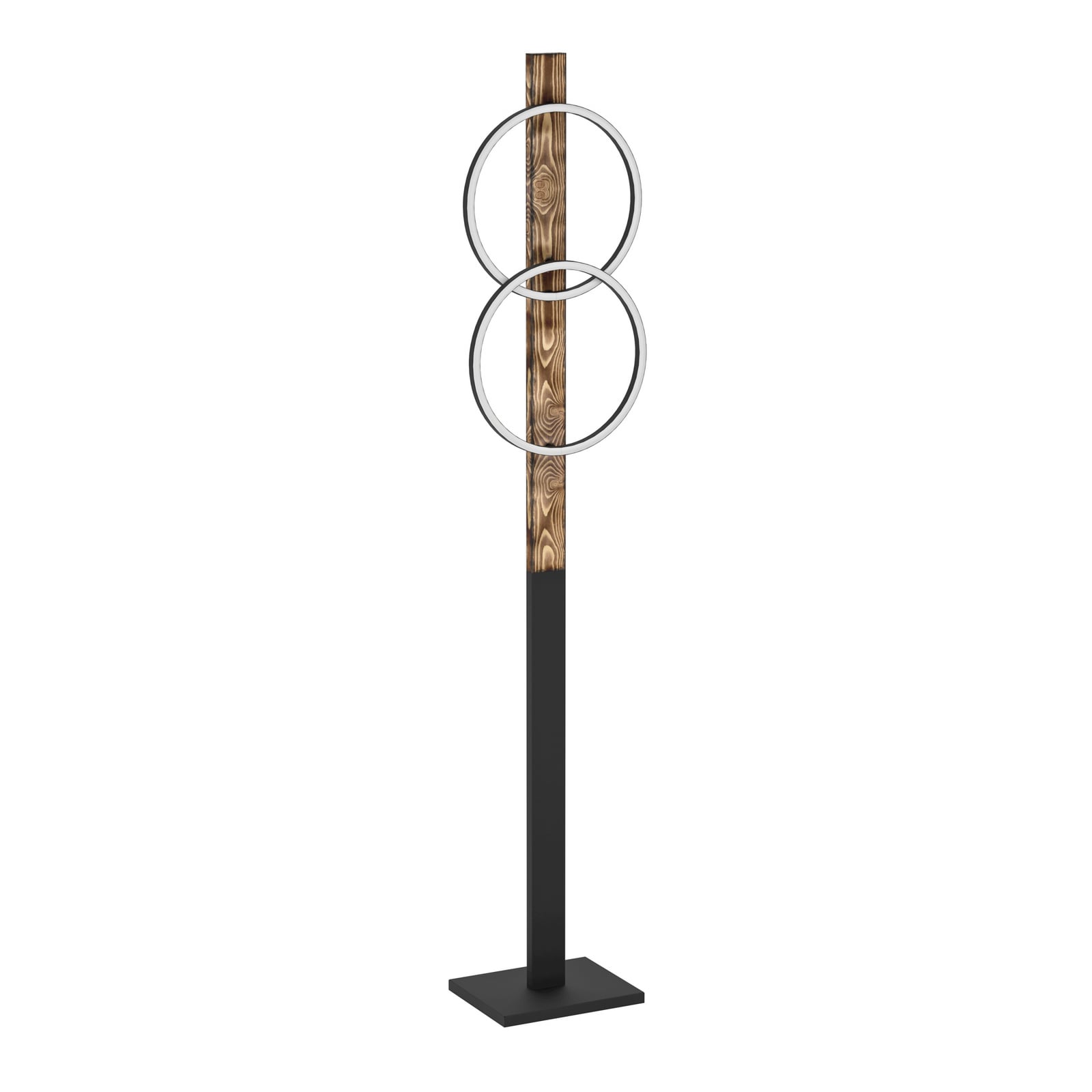 LED gulvlampe Boyal tre/stål brun 2-lys 150 cm 3000K nærbilde av lyskilder