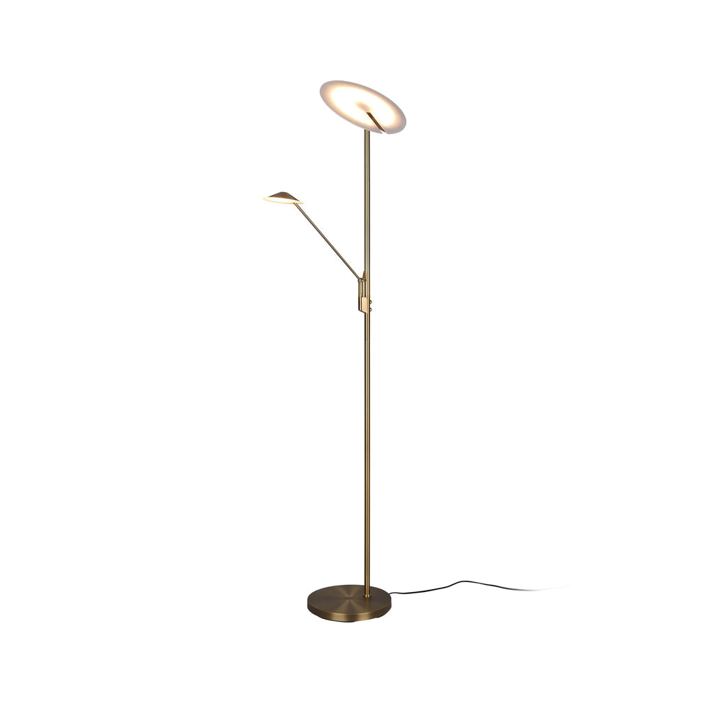 LED-gulvlampe Brantford med leselampe altmessing CCT nærbilde av leselampe