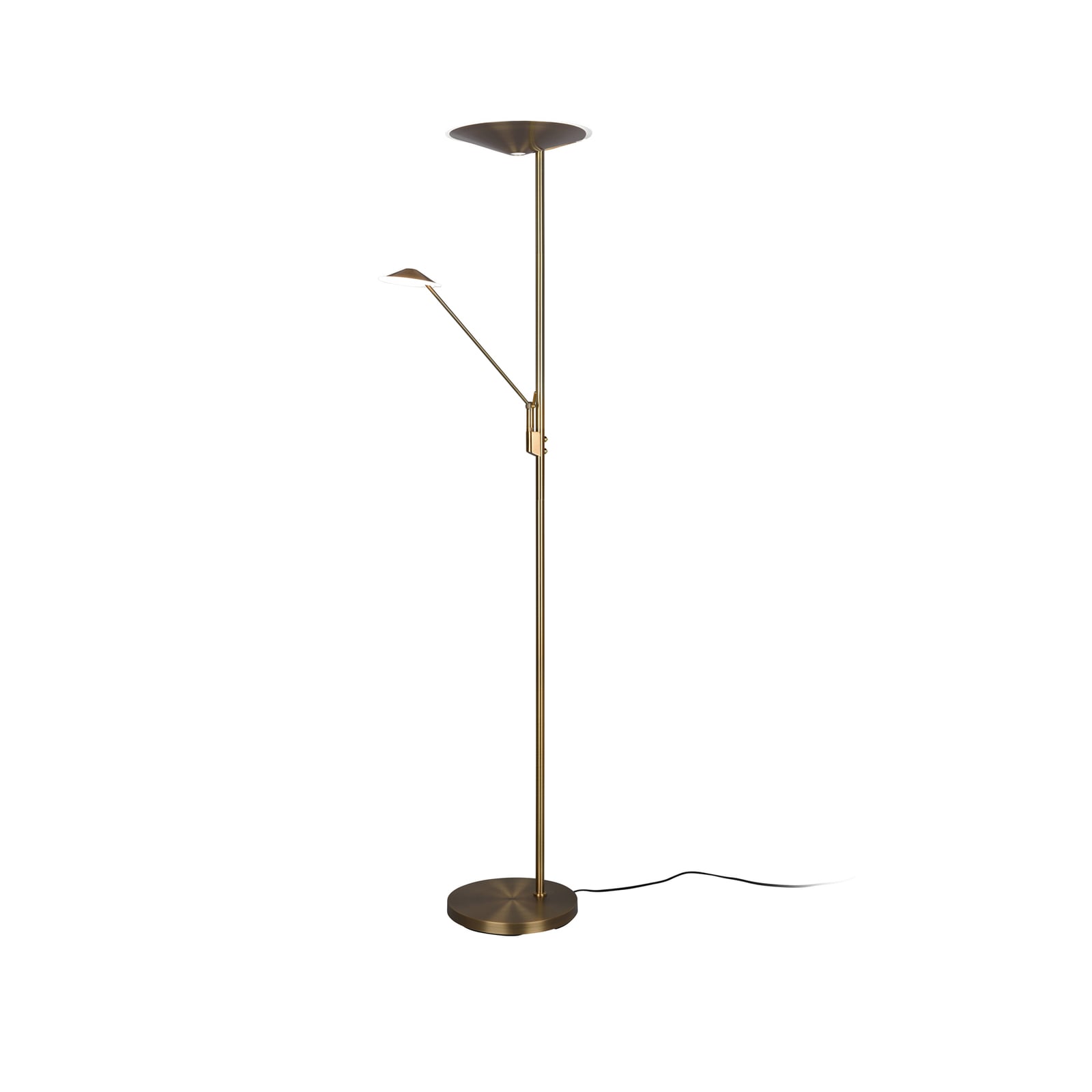 LED-gulvlampe Brantford med leselampe altmessing CCT justerbar taklampe