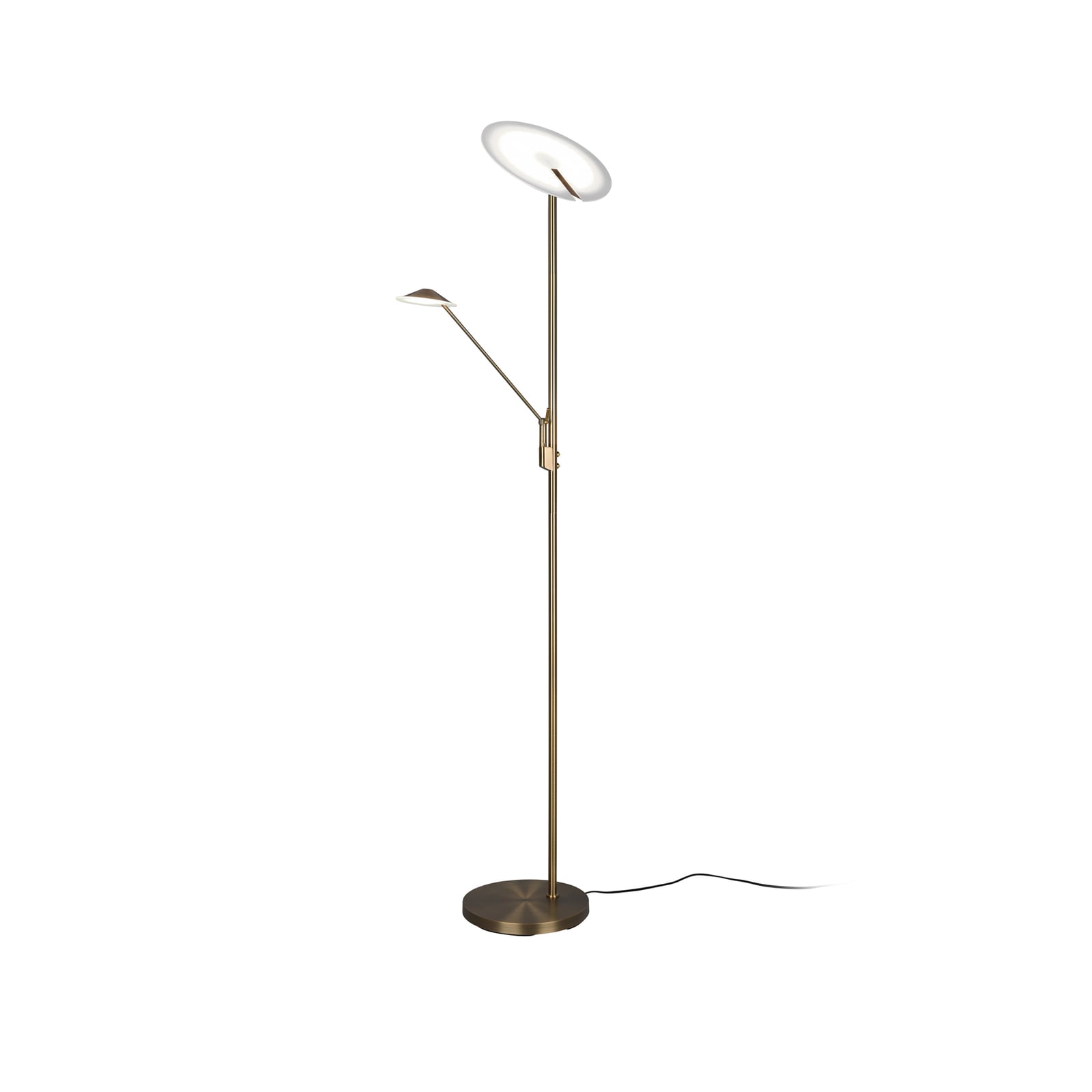 LED-gulvlampe Brantford med leselampe altmessing CCT metallfinish