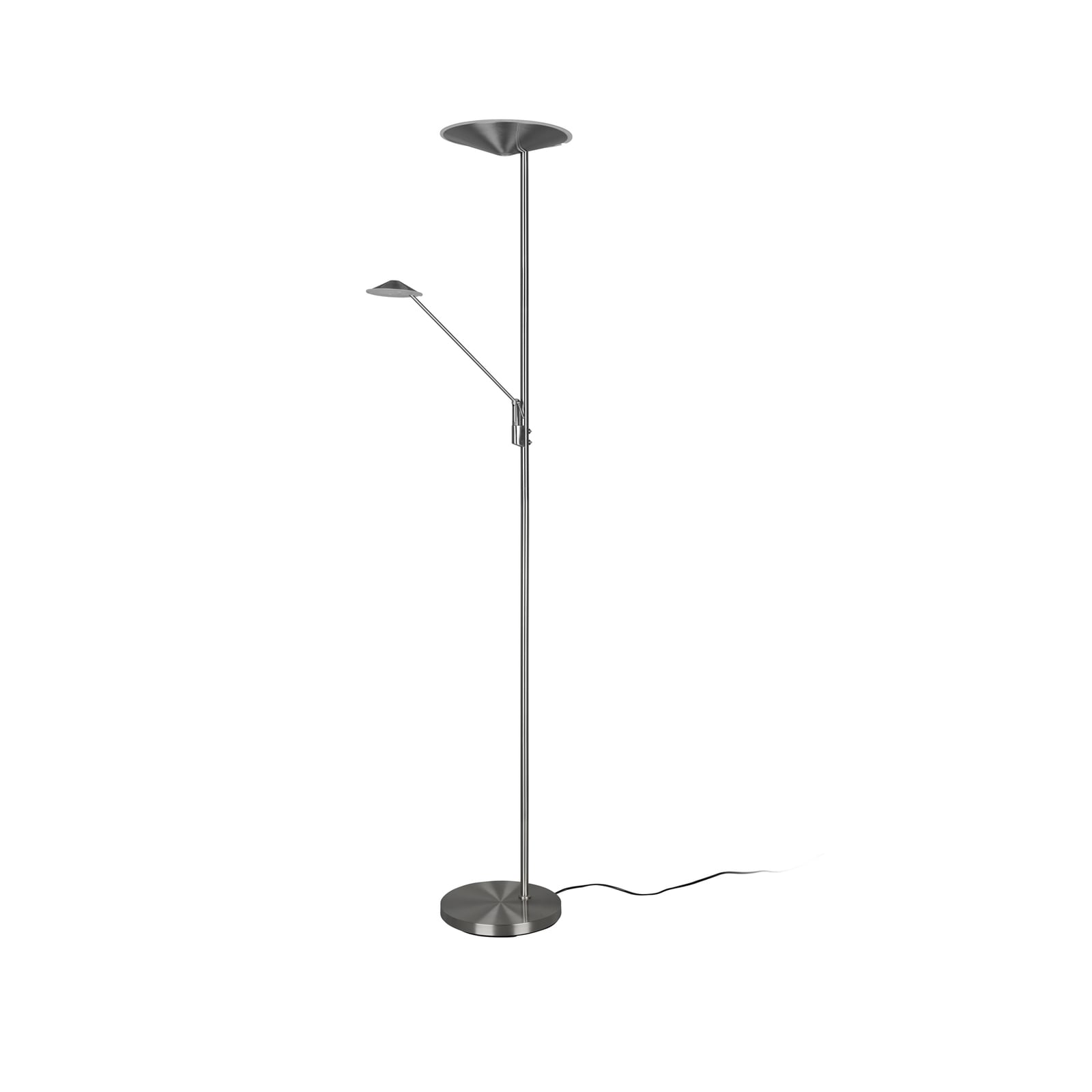 LED gulvlampe Brantford med leselampe matt nikkel bakside
