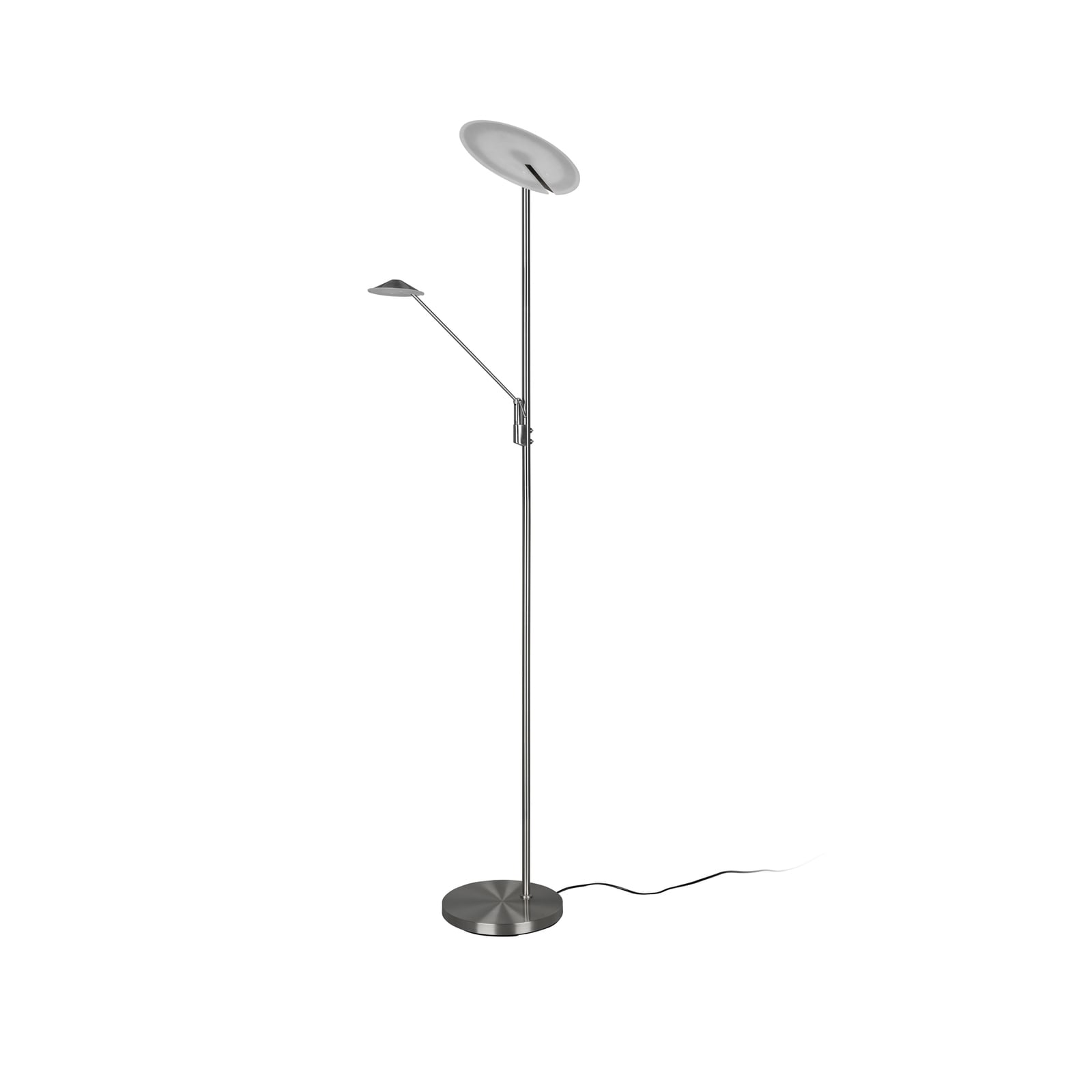 LED gulvlampe Brantford med leselampe matt nikkel detalj av leselampe