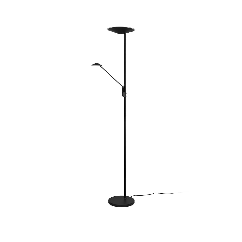 LED gulvlampe Brantford med leselampe svart matt bakside