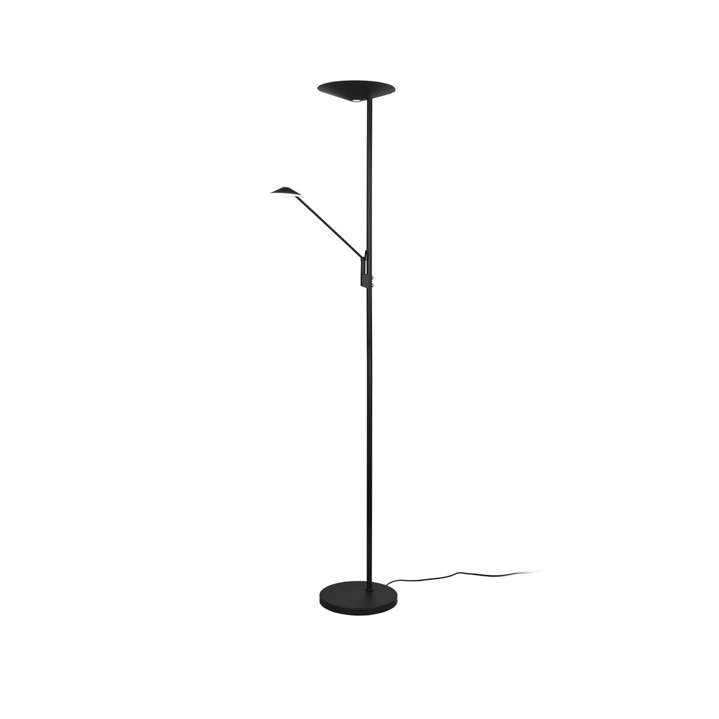 LED gulvlampe Brantford med leselampe svart matt nærbilde av lampefot