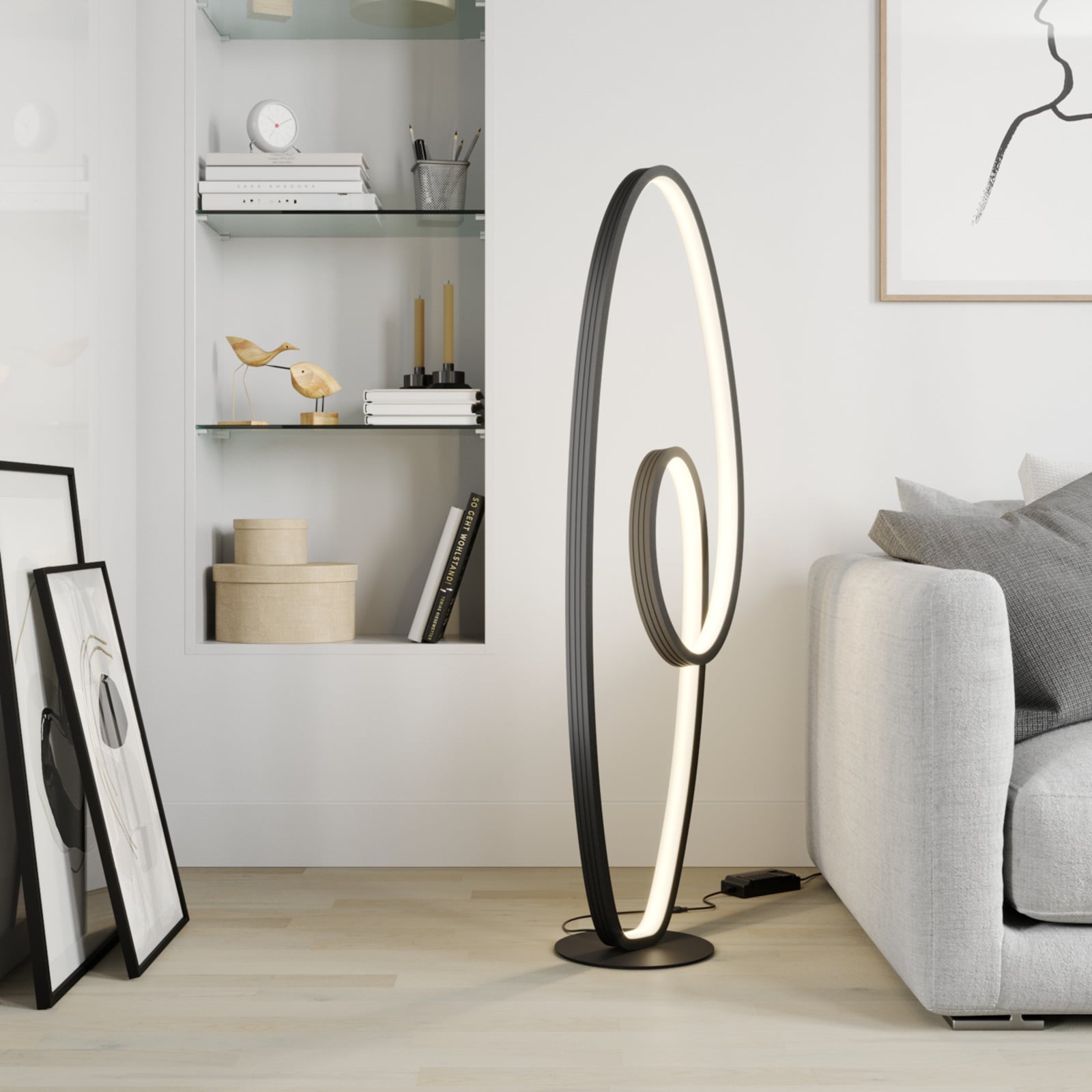 LED gulvlampe Bronwyn dimbar antrasitt bakside