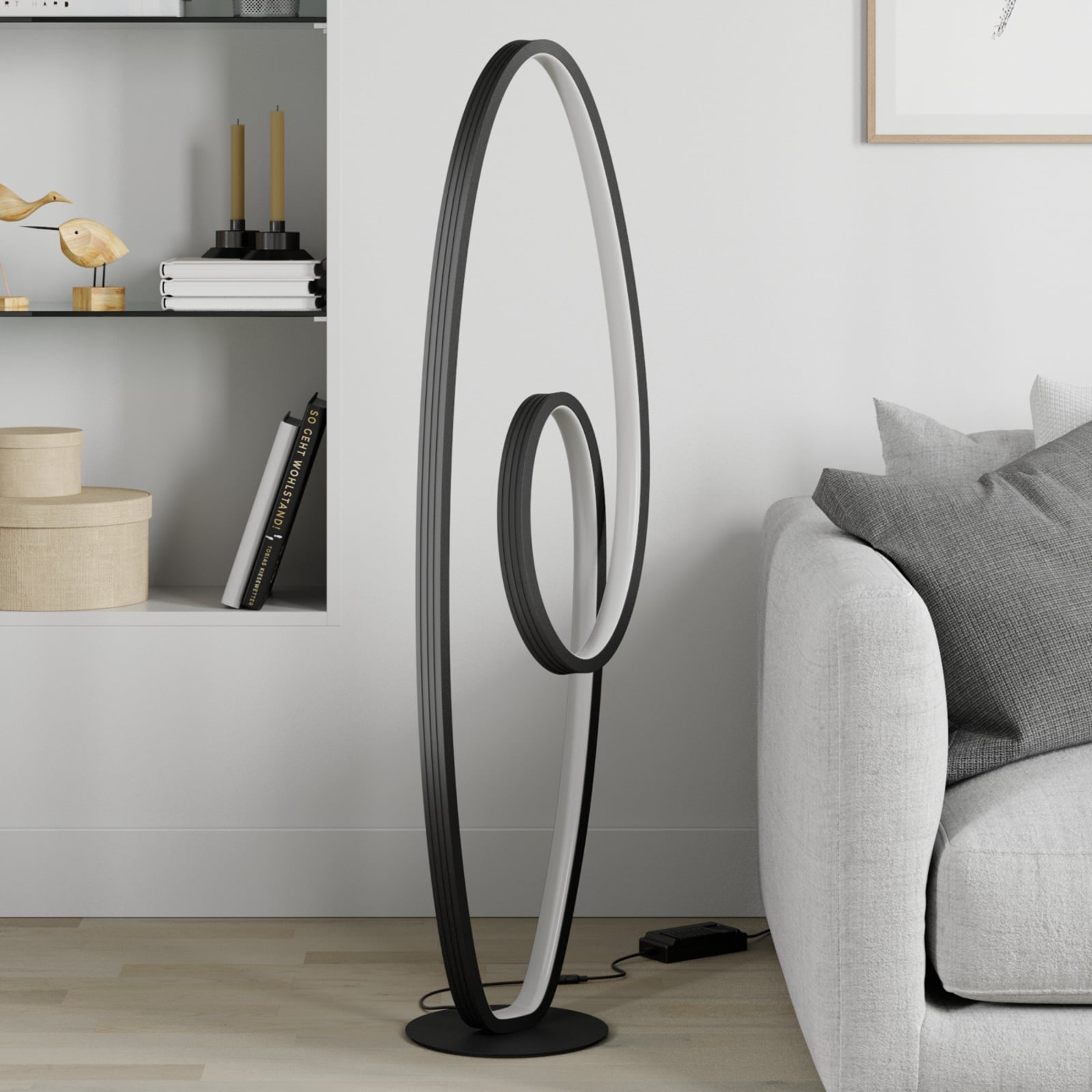 LED gulvlampe Bronwyn dimbar antrasitt detalj av armatur