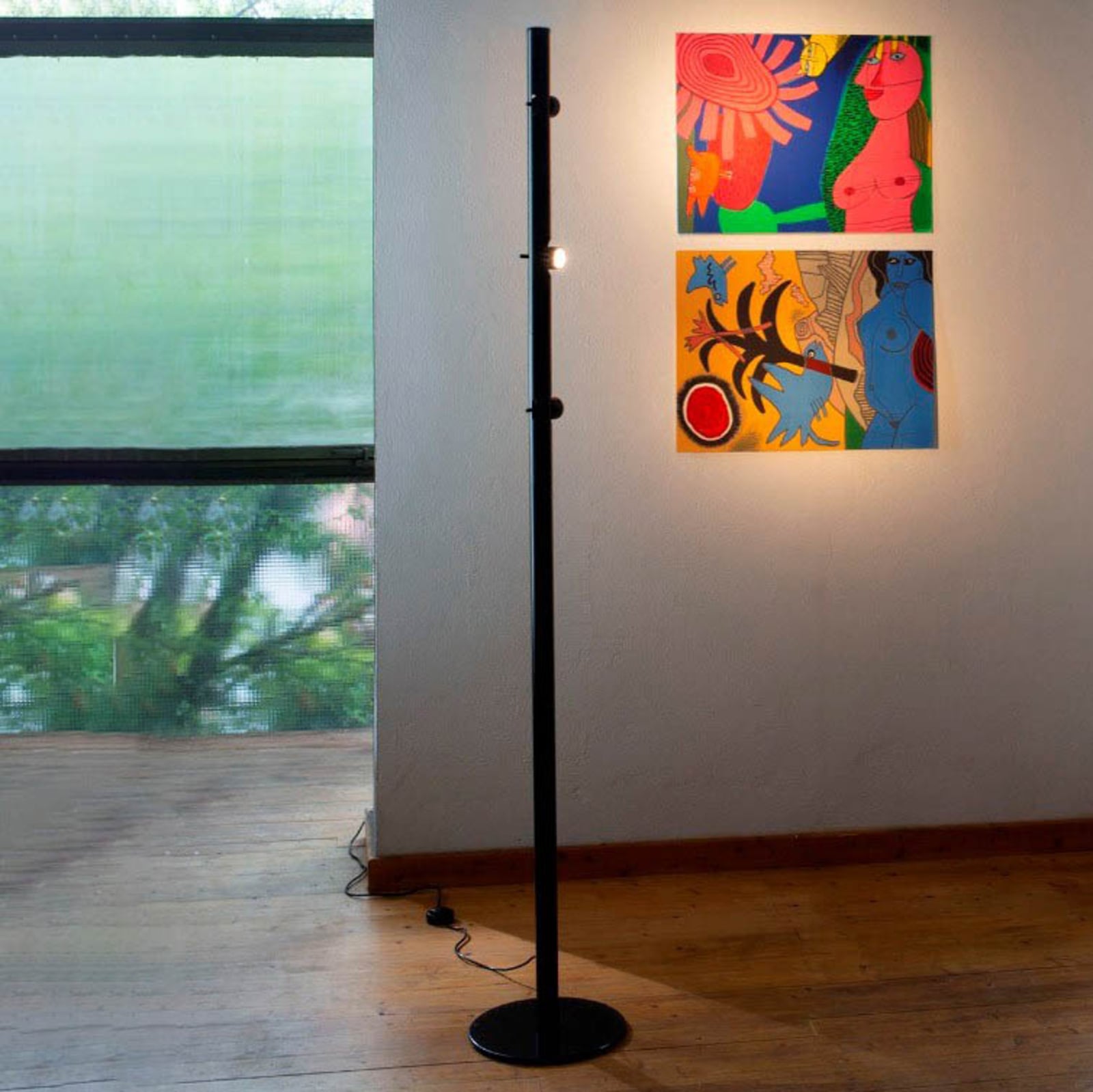 LED gulvlampe Calabrone 3-spots svart aluminium 170 cm forfra
