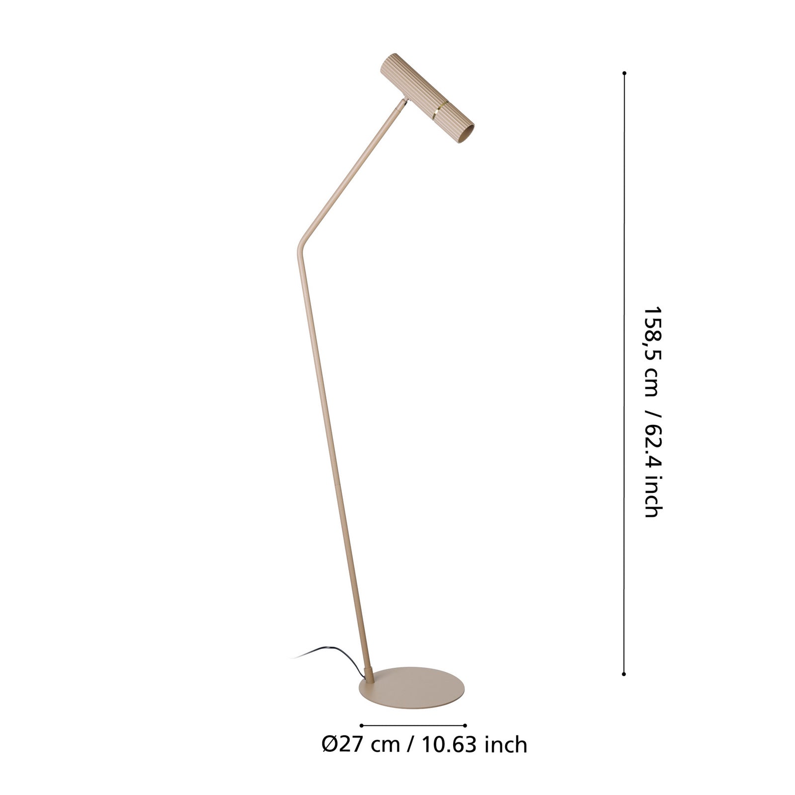 Detalj av LED gulvlampe Caminia stål sandfarget 158,5 cm