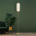 LED-gulvlampe Capsule messingfarget akryl dimbar 154 cm forfra