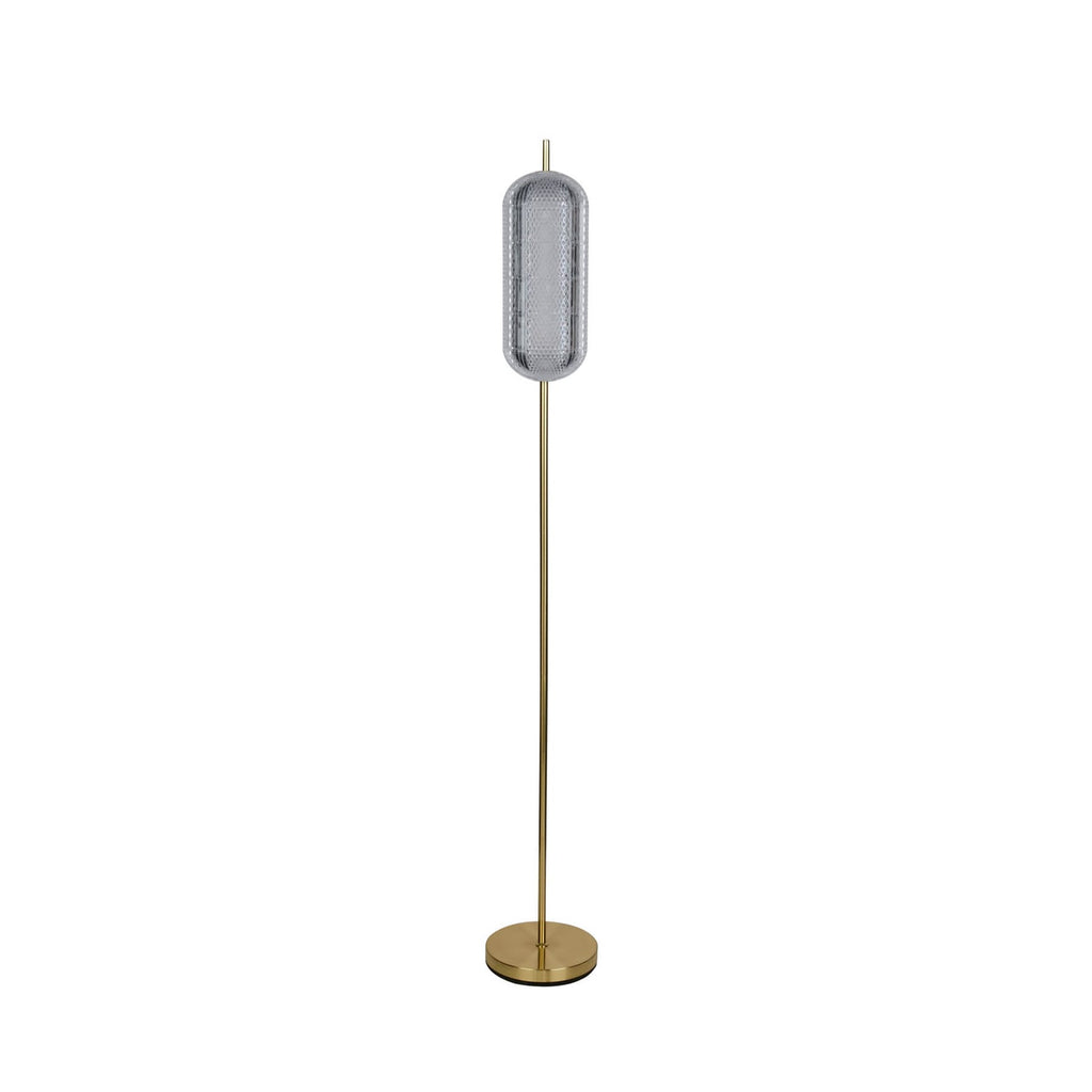 LED-gulvlampe Capsule messingfarget akryl dimbar 154 cm bakside