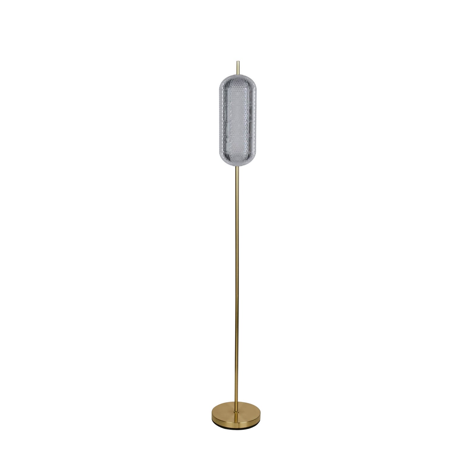 LED-gulvlampe Capsule messingfarget akryl dimbar 154 cm bakside