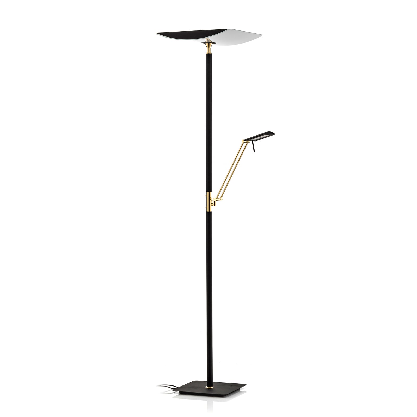 LED gulvlampe Charlin dimbar svart messing 182 cm montert i stue