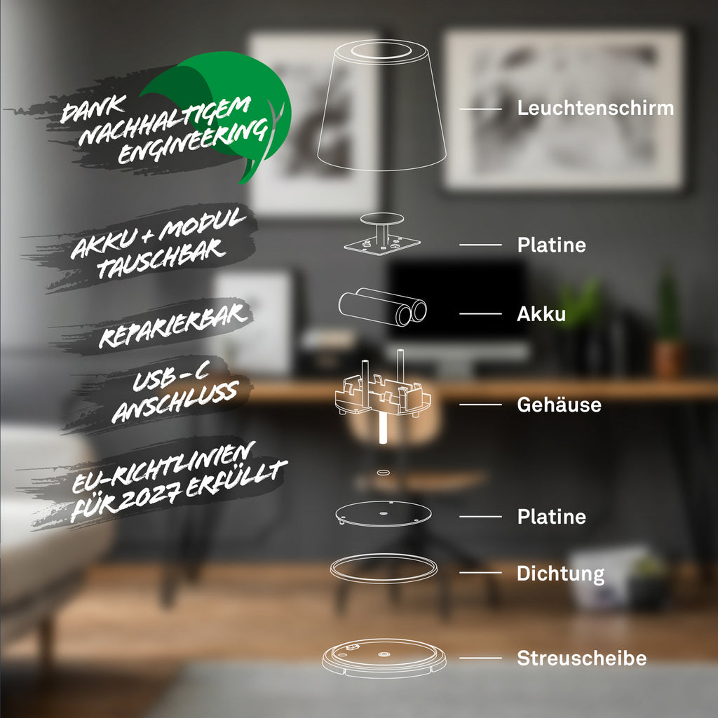 LED gulvlampe Cielo oppladbar dimbar svart 126 cm på gulv