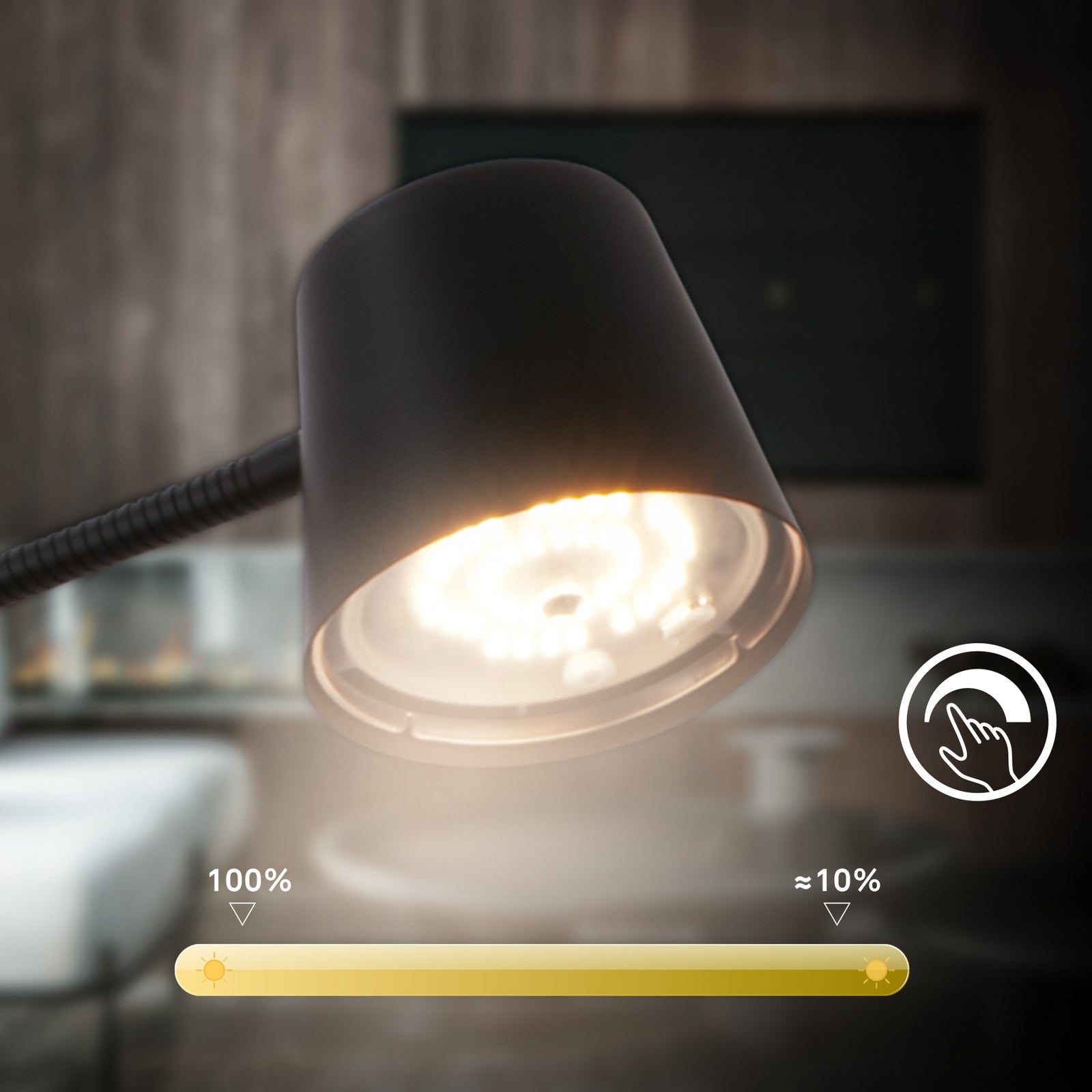 LED gulvlampe Cielo oppladbar dimbar svart 126 cm bryter på produkt