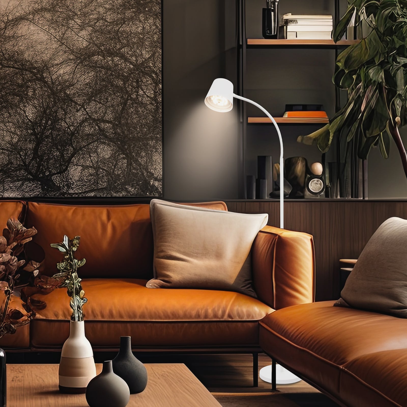 LED gulvlampe Cielo oppladbar hvit berøringsdimmer bakside