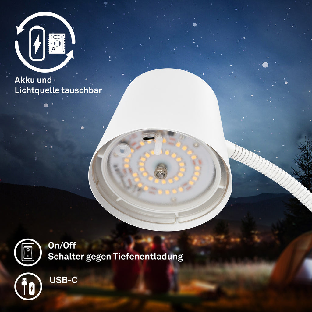 LED gulvlampe Cielo oppladbar hvit berøringsdimmer sett ovenfra