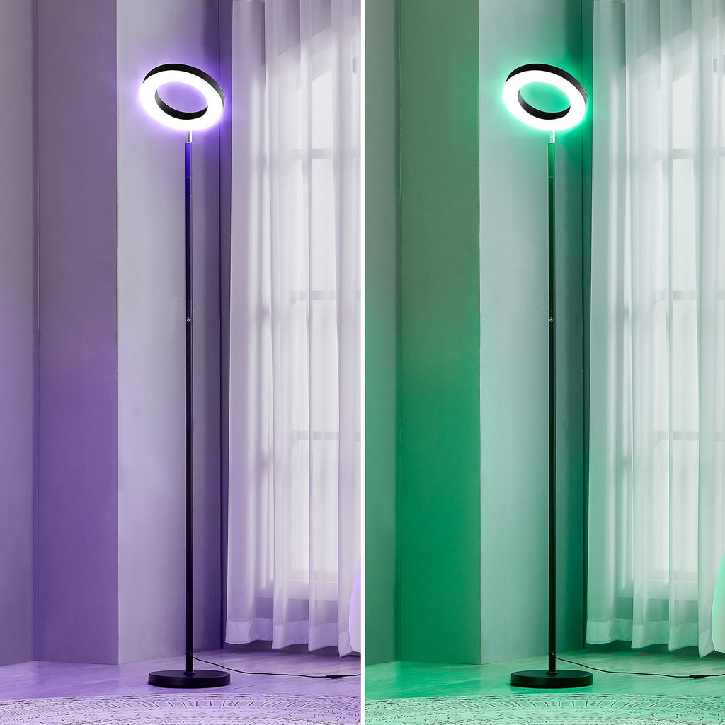 Detalj av touchdimmer på LED gulvlampe Cilian RGBW CCT dimbar Zigbee svart
