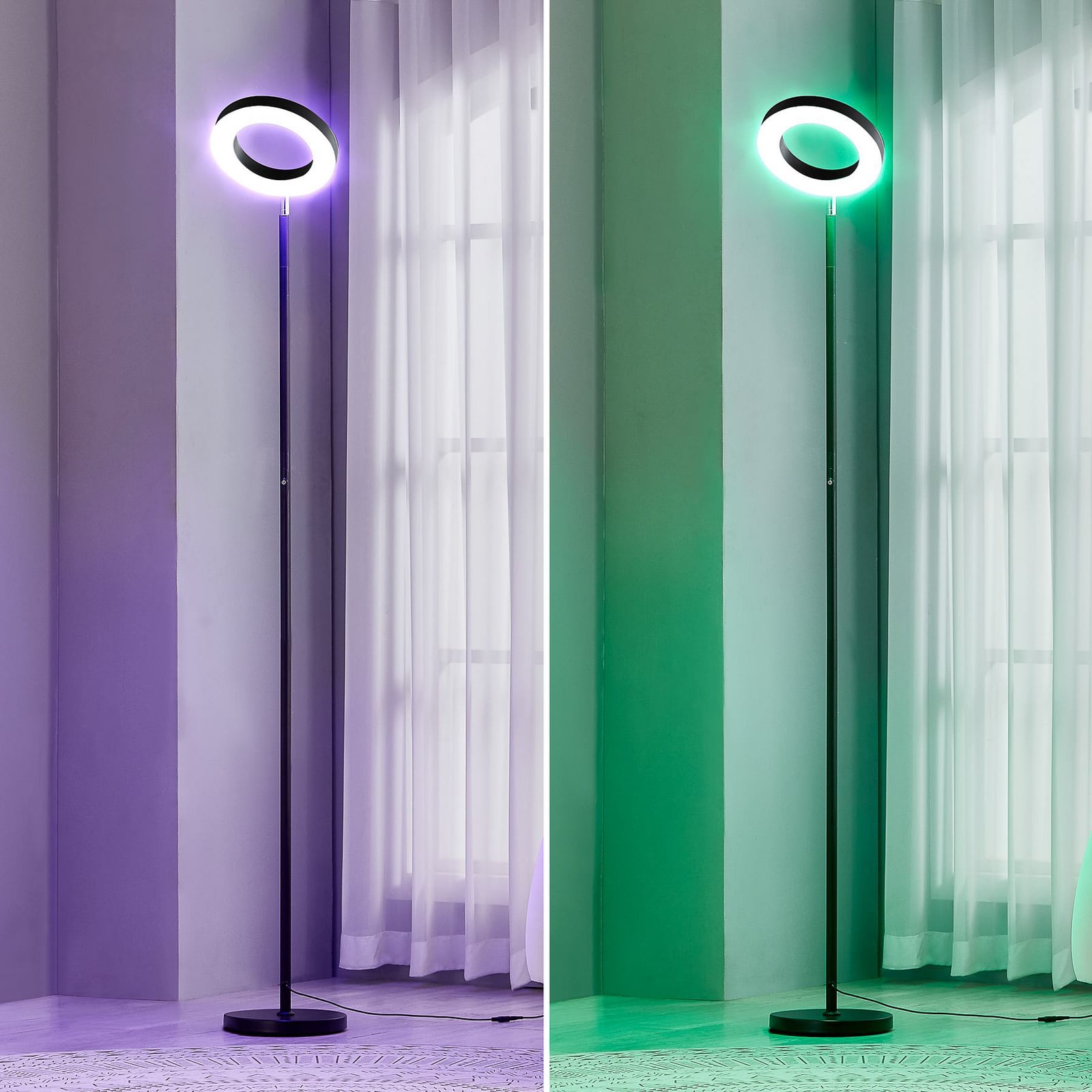 Detalj av touchdimmer på LED gulvlampe Cilian RGBW CCT dimbar Zigbee svart