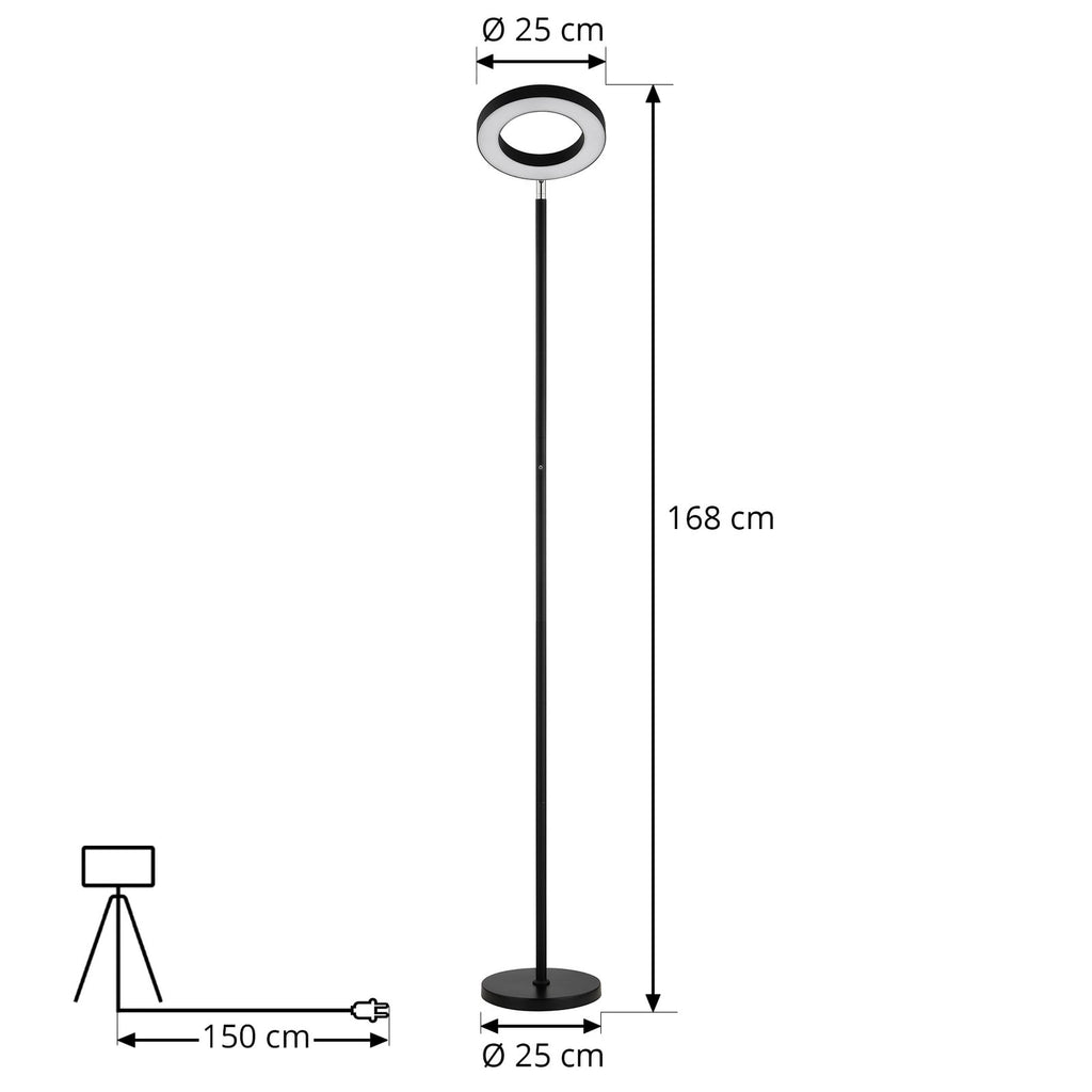 Nærbilde av LED-lyskilde i gulvlampe Cilian RGBW CCT dimbar Zigbee svart
