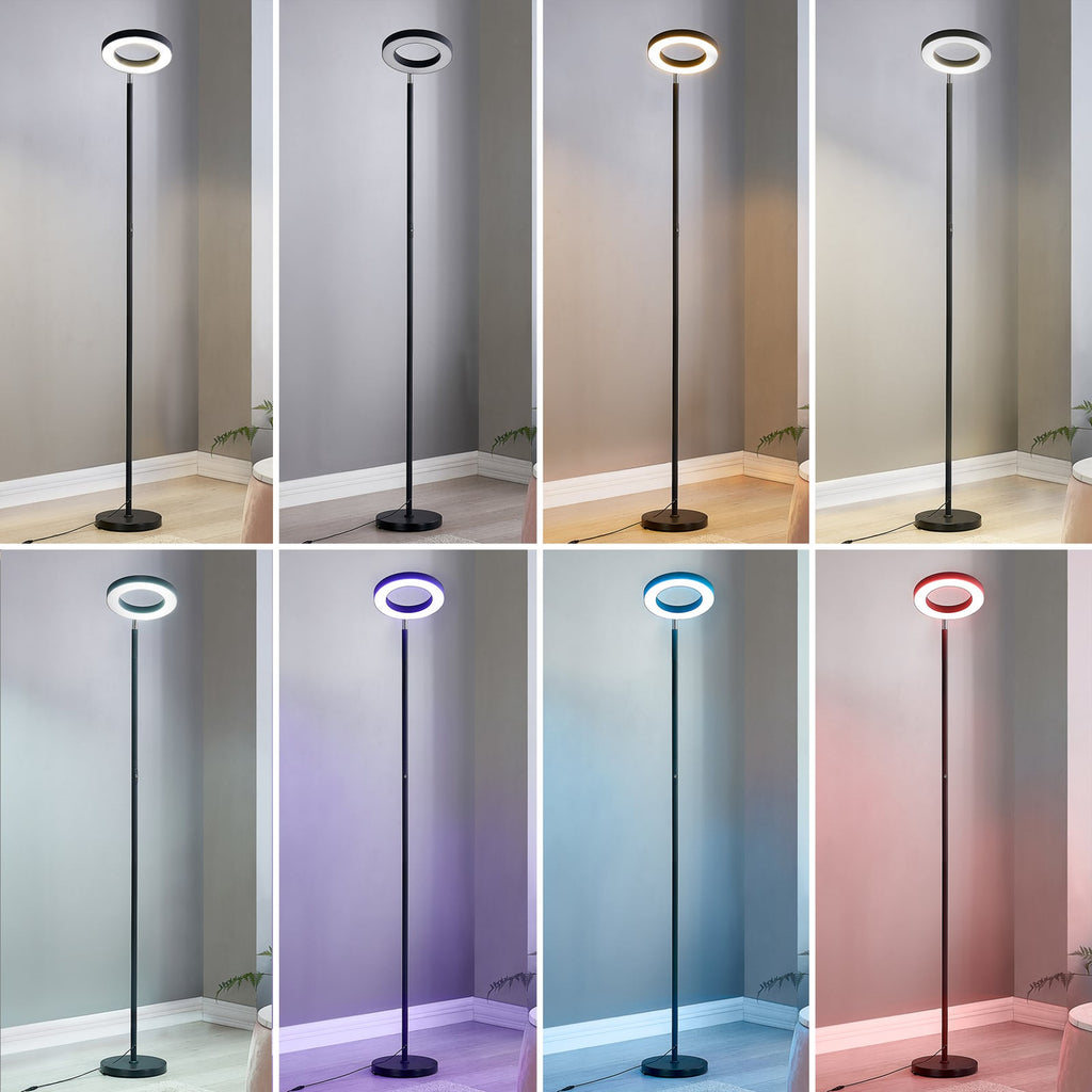 LED gulvlampe Cilian RGBW CCT dimbar Zigbee svart med kabellengde detalj