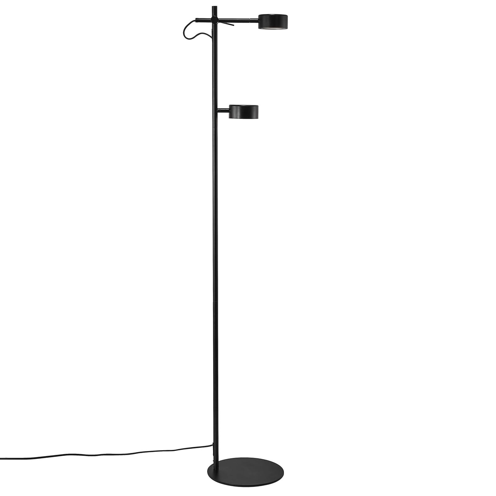LED gulvlampe Clyde 2-lys dimbar svart 138 cm varmhvit detalj av lampehode