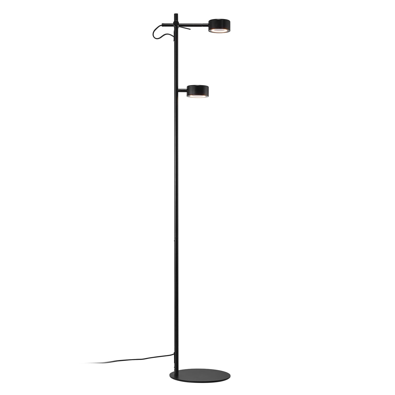 LED gulvlampe Clyde 2-lys dimbar svart 138 cm varmhvit montert i stue