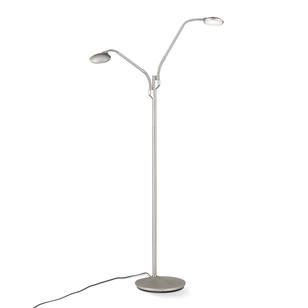 LED gulvlampe Cobra 2-lys dimbar matt nikkel montert i rom