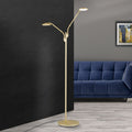 LED gulvlampe Cobra 2-lys matt messing dimbar CCT - ORION forfra