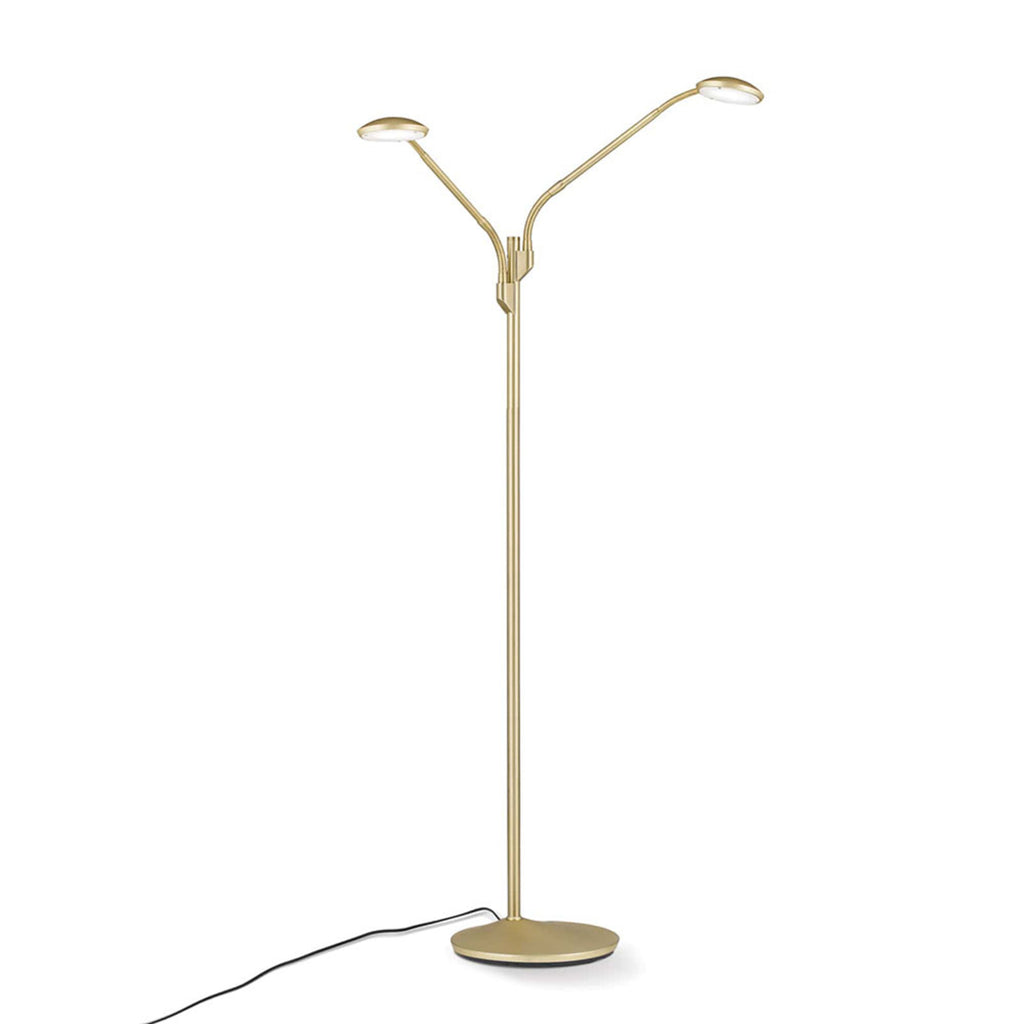 Nærbilde av dimmer på LED gulvlampe Cobra 2-lys matt messing dimbar CCT - ORION