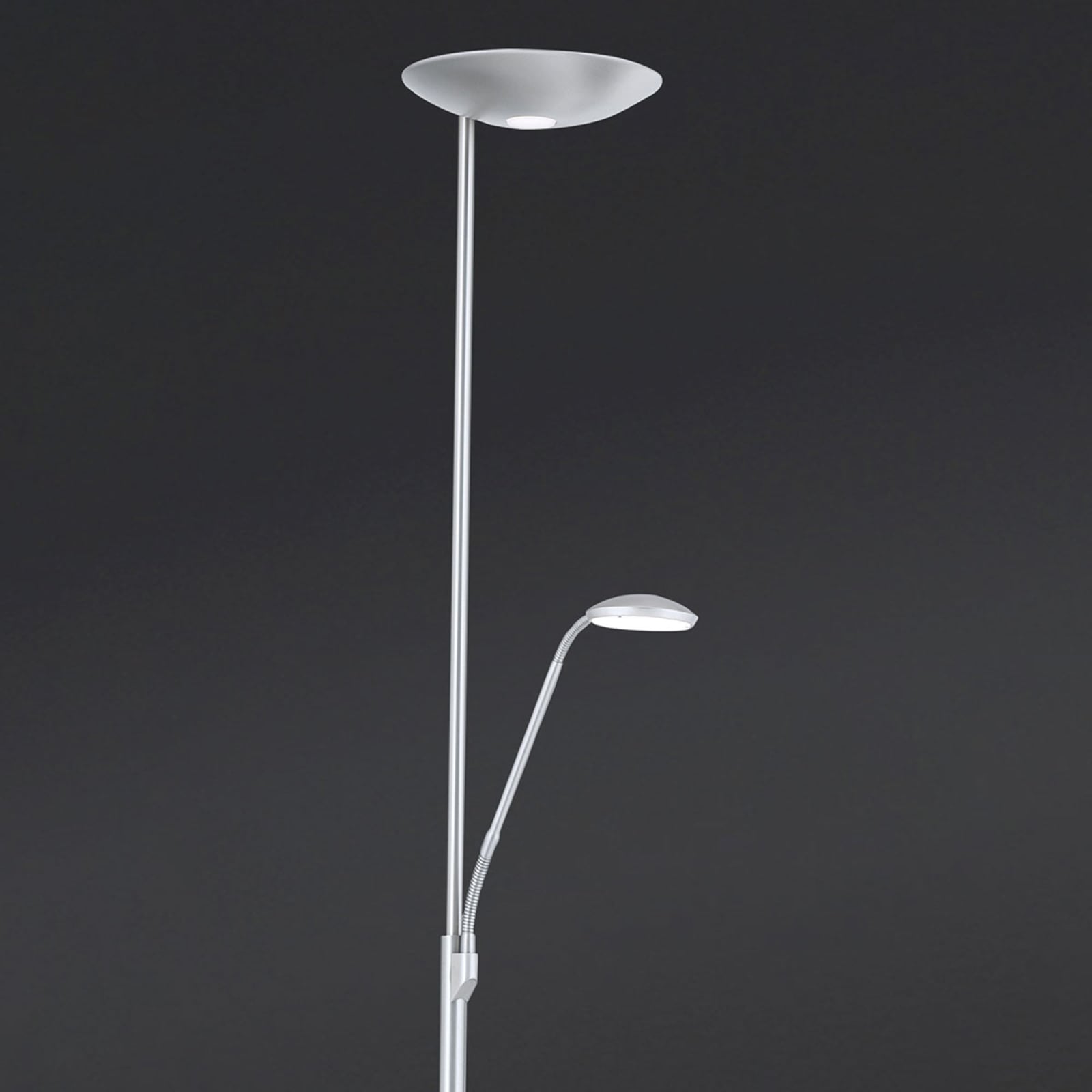 LED gulvlampe Cobra med leselampe matt nikkel bakside