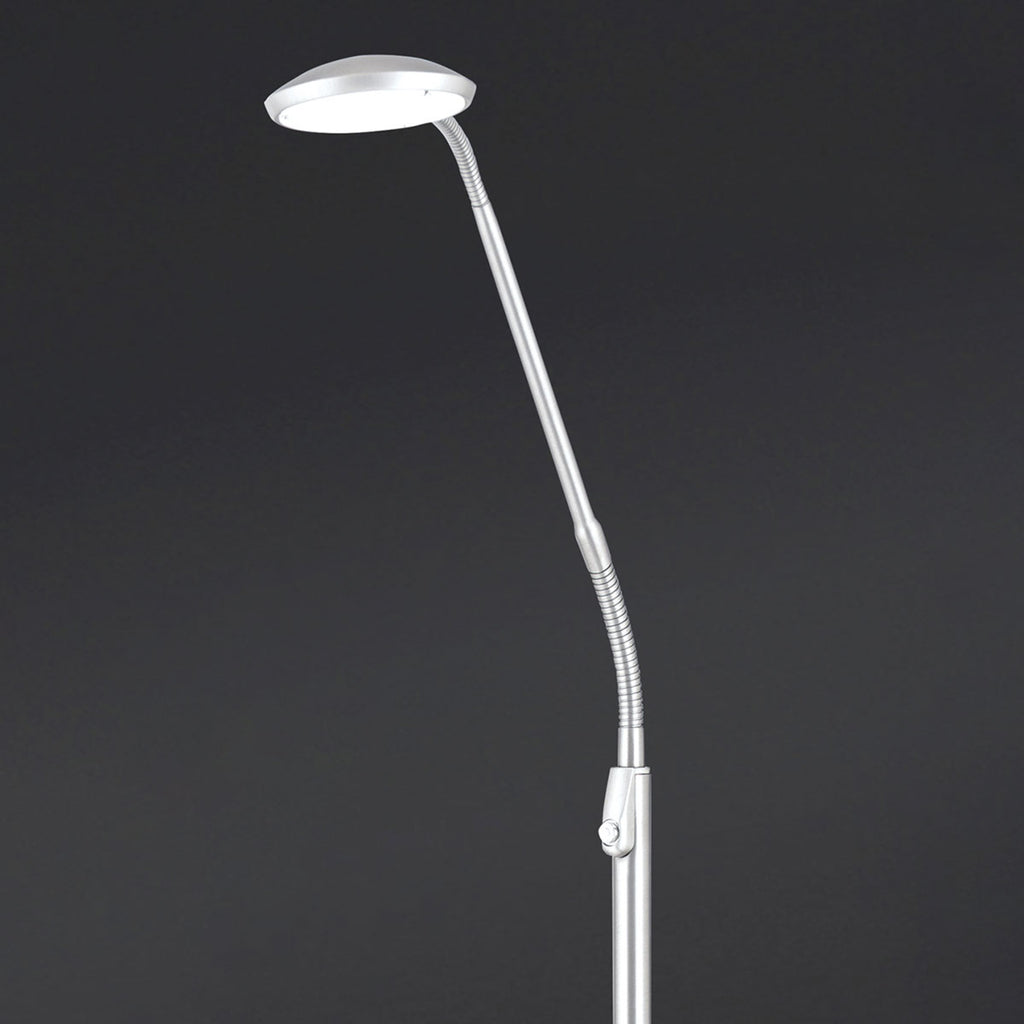 LED gulvlampe Cobra matt nikkel CCT dimbar 6W detalj av svanehals