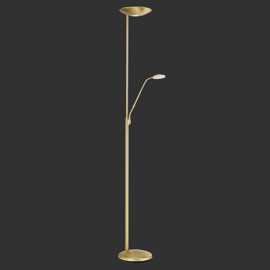 LED gulvlampe Cobra med leselampe dimbar CCT messing foran