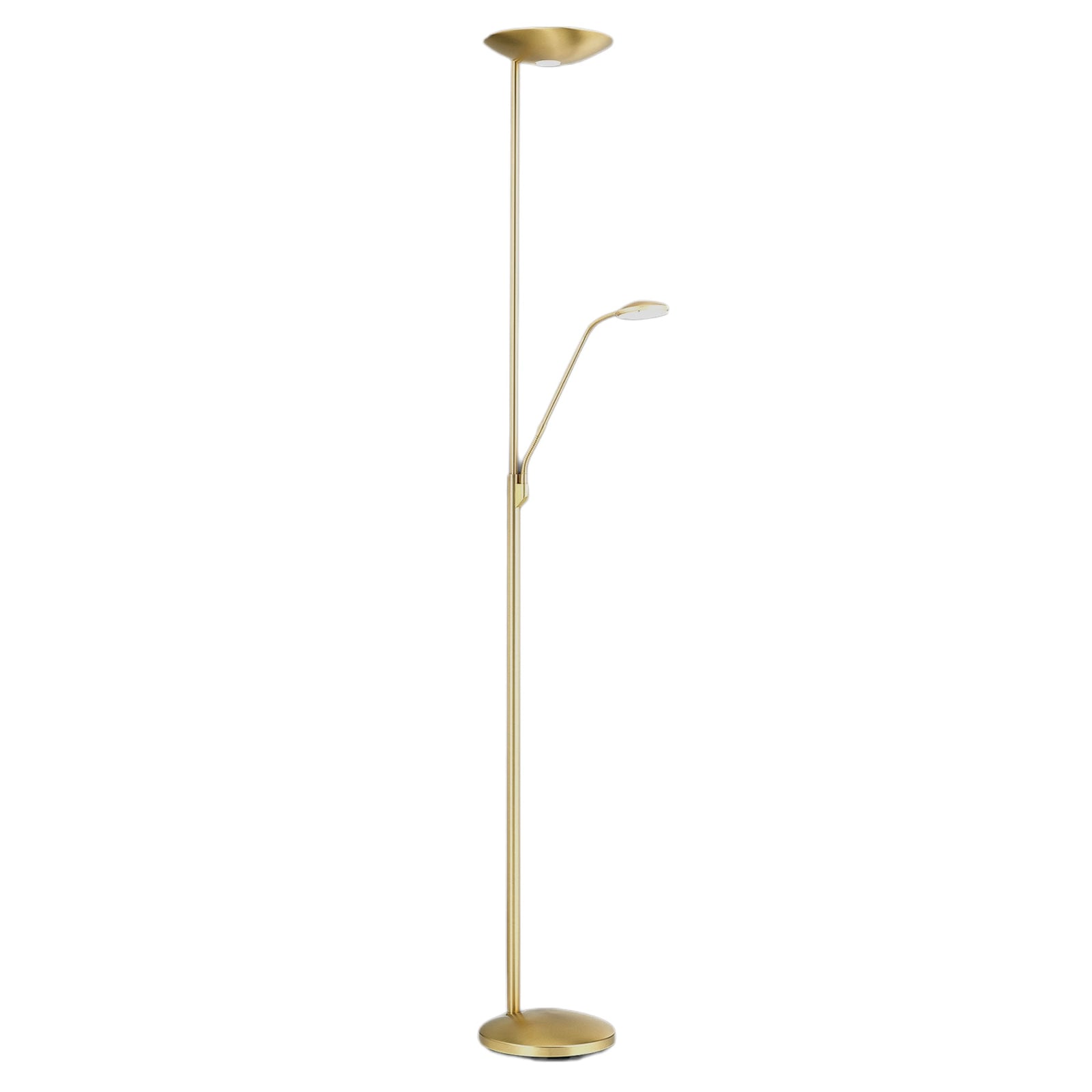 Nærbilde av dimmer på LED gulvlampe Cobra med leselampe dimbar CCT messing