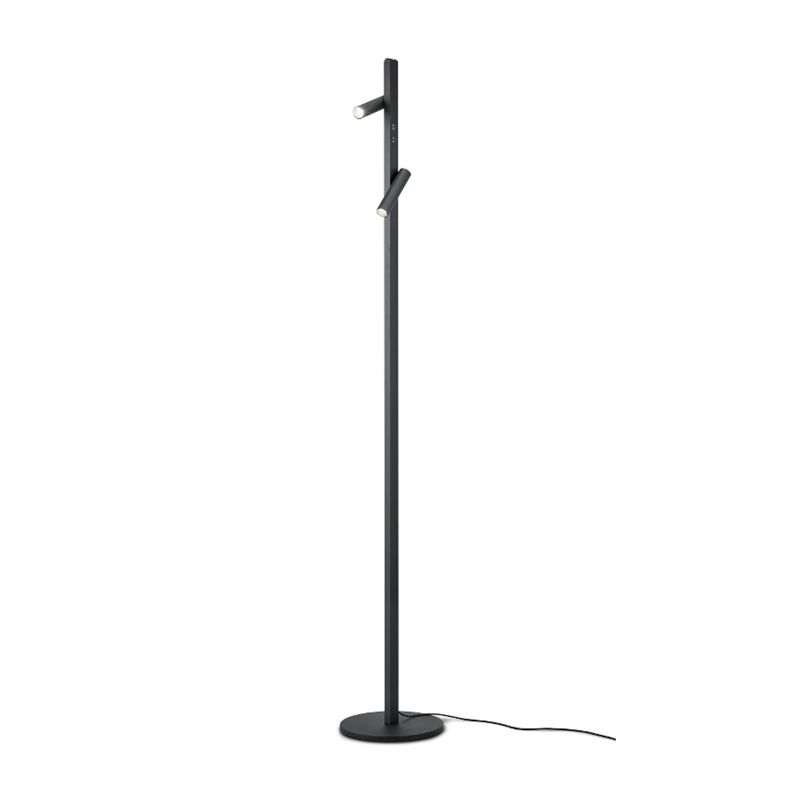 LED gulvlampe Coni 2 spotter dimbar svart forfra