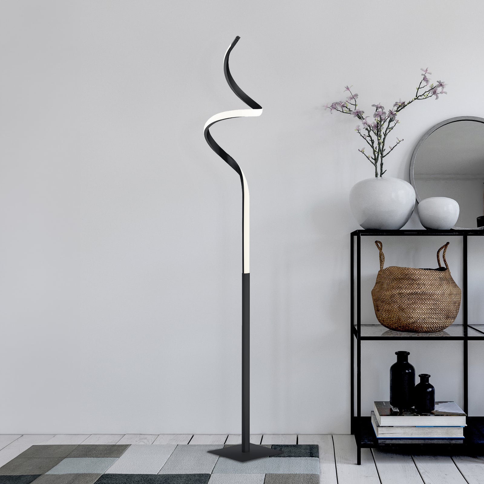 LED gulvlampe Course svart matt dimbar forfra